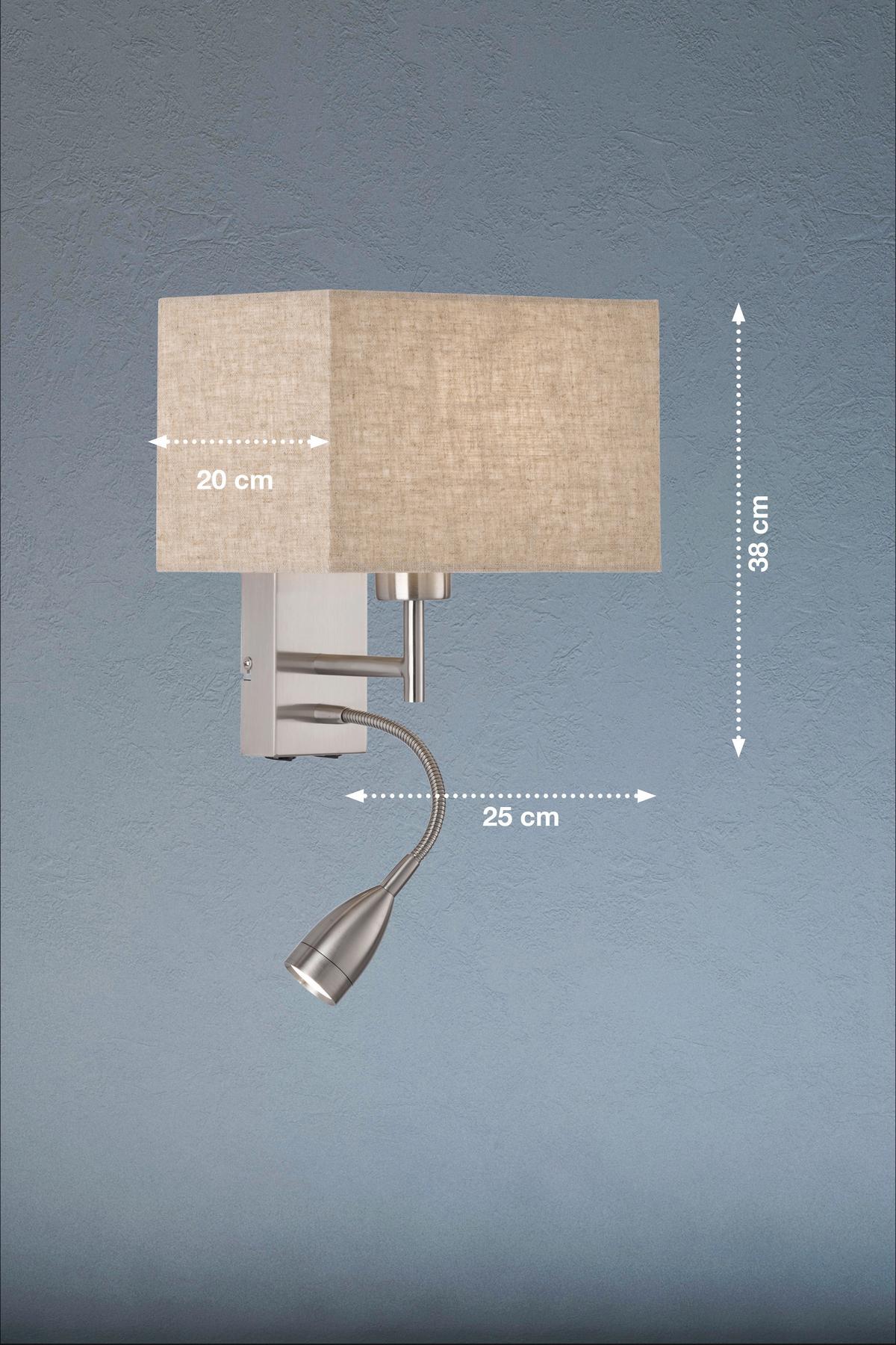 Wandleuchte 30320 Dream - Sandfarben/Nickelfarben, Design, Textil/Metall (25/38cm) - Fischer & Honsel