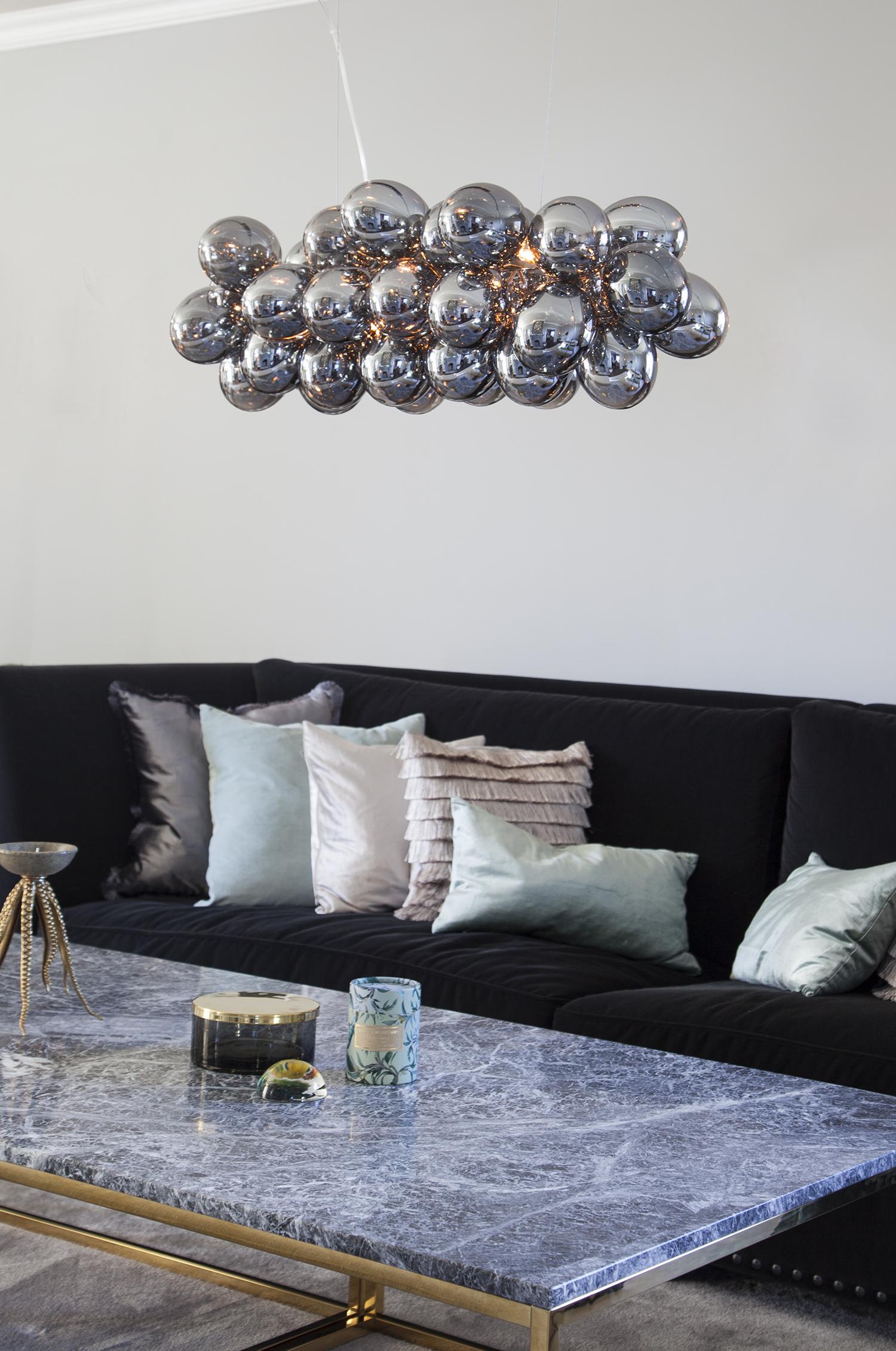 Hängeleuchten Gross Bar H: 143 cm 8-Flammig - Chromfarben/Grau, Design, Glas/Metall (80/36/143cm) - By Rydéns