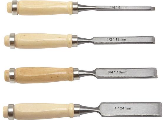 Meißelset 4 teilig - Silberfarben/Naturfarben, KONVENTIONELL, Holz/Metall Meißelset 4 teilig - Silberfarben/Naturfarben, KONVENTIONELL, Holz/Metall