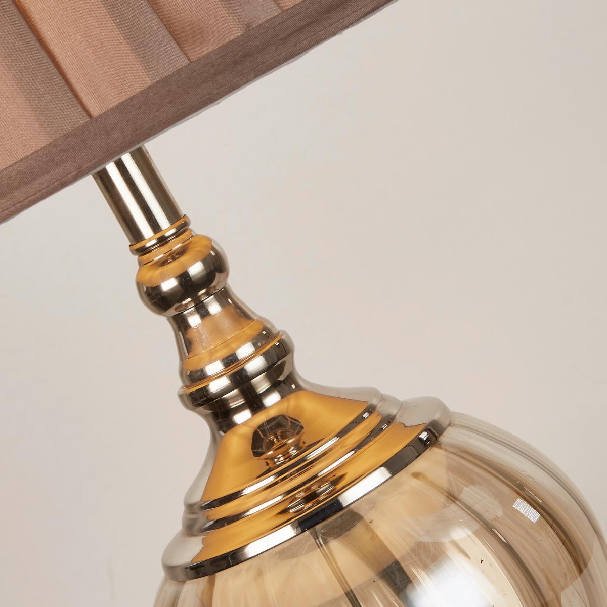 Tischleuchte Eu3721am Greyson - Chromfarben/Bernsteinfarben, Design, Glas/Textil (38/68cm)