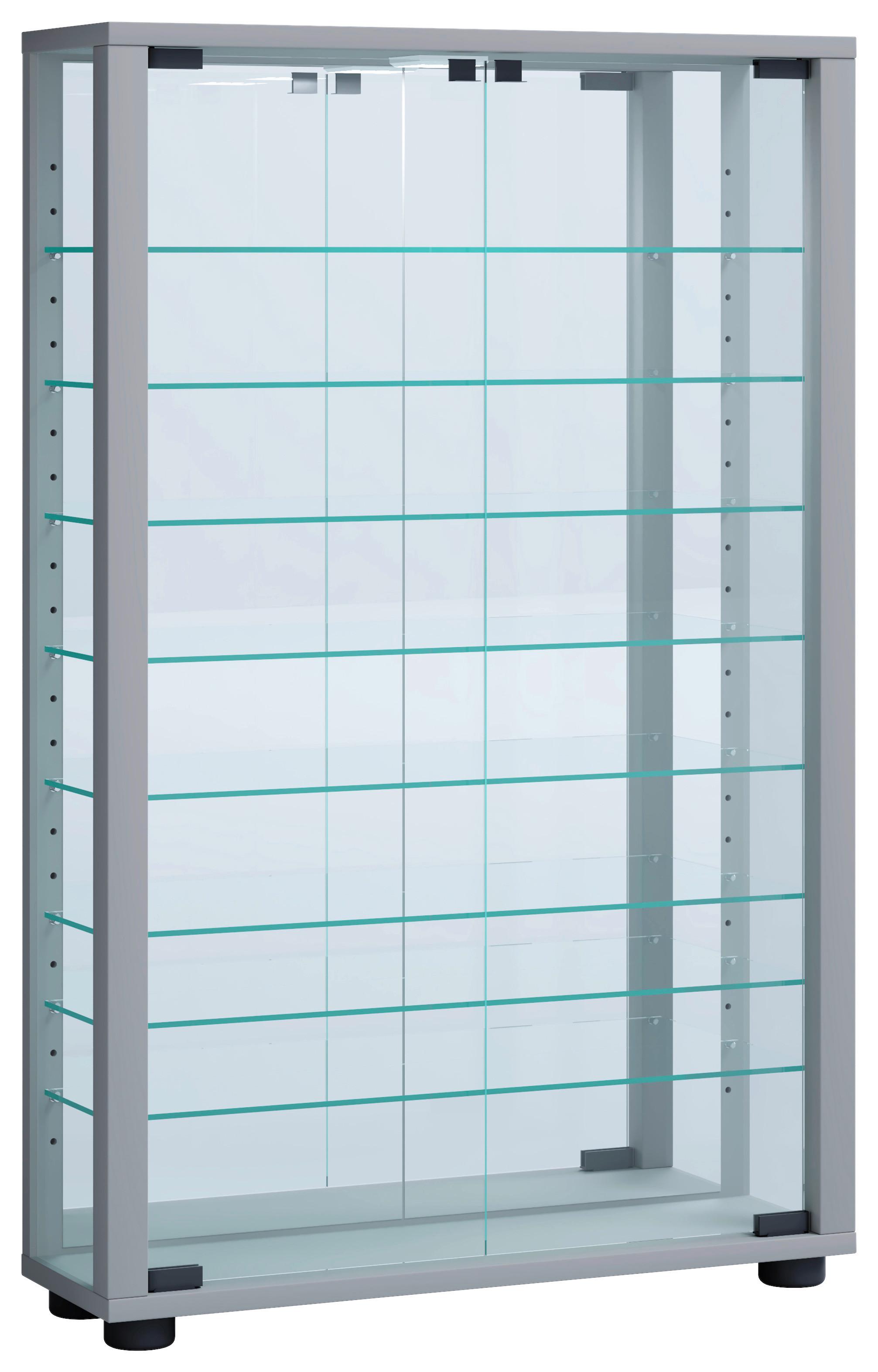 HÄNGEVITRINE Vitrosa Silberfarben B: 59 cm - Silberfarben/Schwarz, MODERN, Glas/Holzwerkstoff (59/91,3/18cm) - MID.YOU