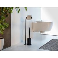 WC-Bürstengarnitur Levante Schwarz B: 23 cm - Schwarz, MODERN, Metall (23/63/17cm) - Wenko