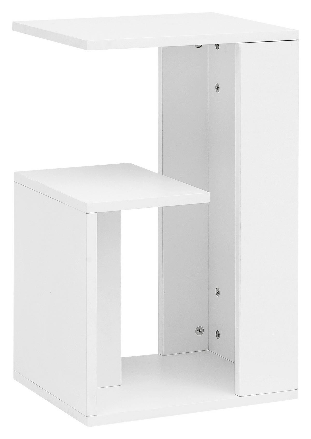 Beistelltisch Mit Ablagefächer Weiß - Weiß, Design, Holzwerkstoff (30/35/61cm) - MID.YOU