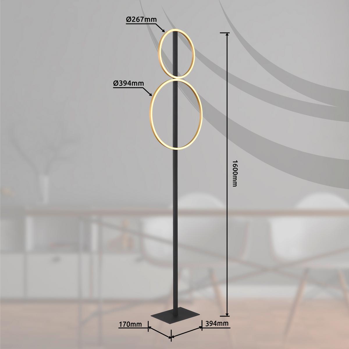 LED-Stehleuchte 48461-30rs Luffy - Goldfarben/Schwarz, Design, Kunststoff/Metall (39/17/160cm) - Globo