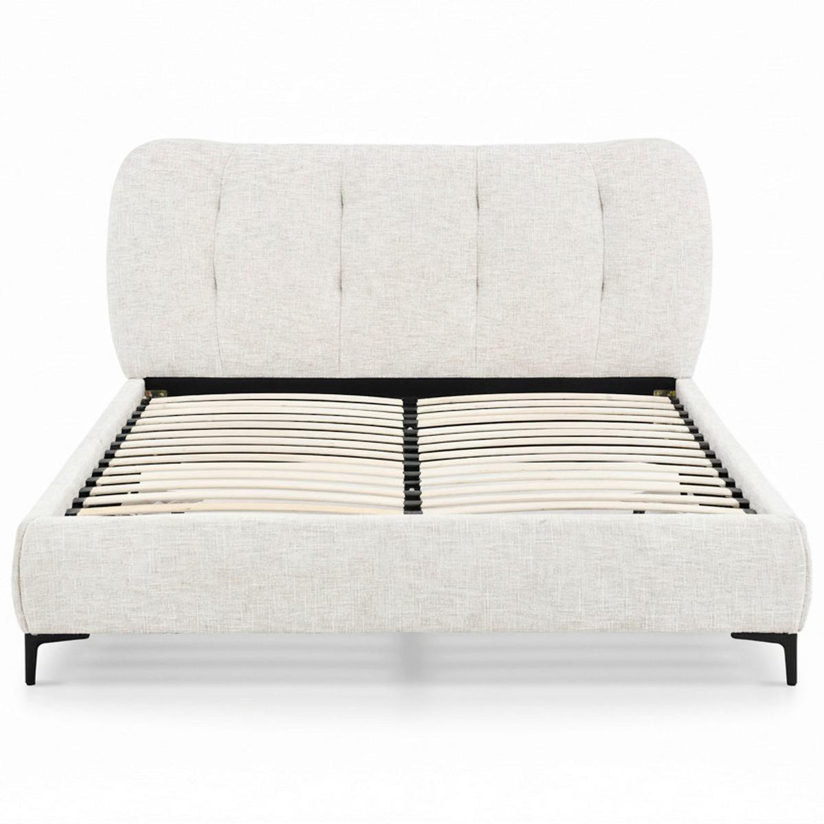 Čalouněná postel GLARIS 160x200 cm, krémová - černá/barvy dubu, Moderní, kov/dřevo (160/200cm) - Bessagi Home