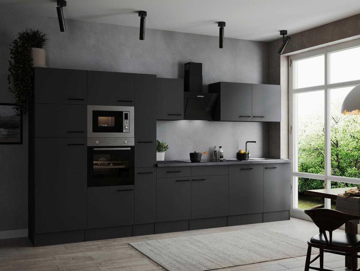 Küchenblock Oliver Dunkelgrau B: 370 Cm - Dunkelgrau/Grau, Design, Holzwerkstoff (370cm) - Respekta