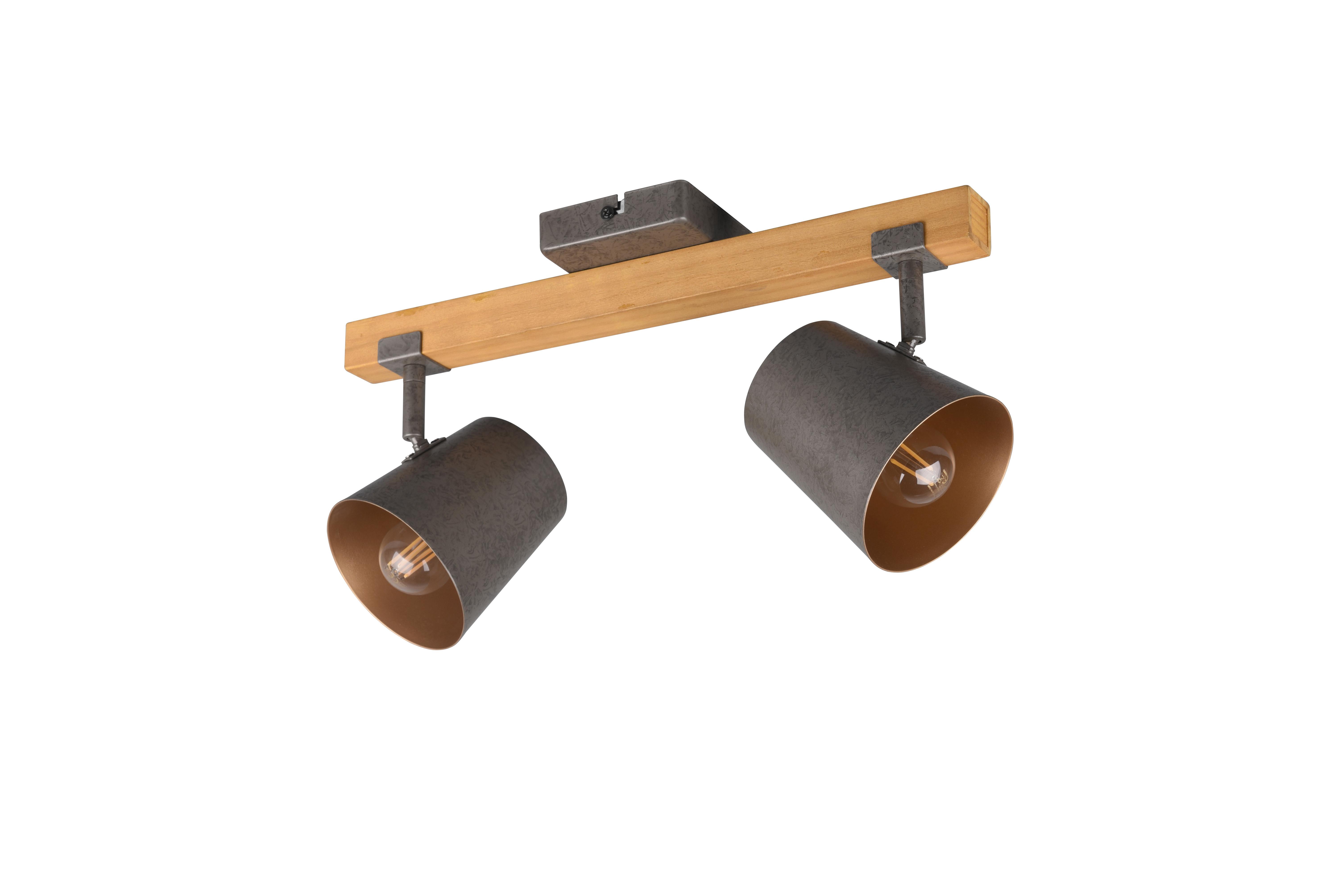 Strahler 2-Flammig L: 42,5 cm - Nickelfarben, Design, Holz/Metall (14,5/42,5/23,2cm) - Trio Leuchten
