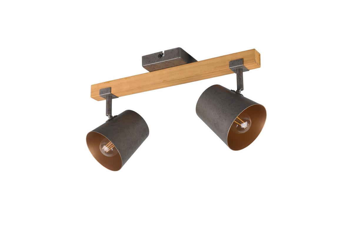 Strahler 2-flammig L: 42,5 Cm - Nickelfarben, Design, Holz/Metall (14,5/42,5/23,2cm) - Trio Leuchten