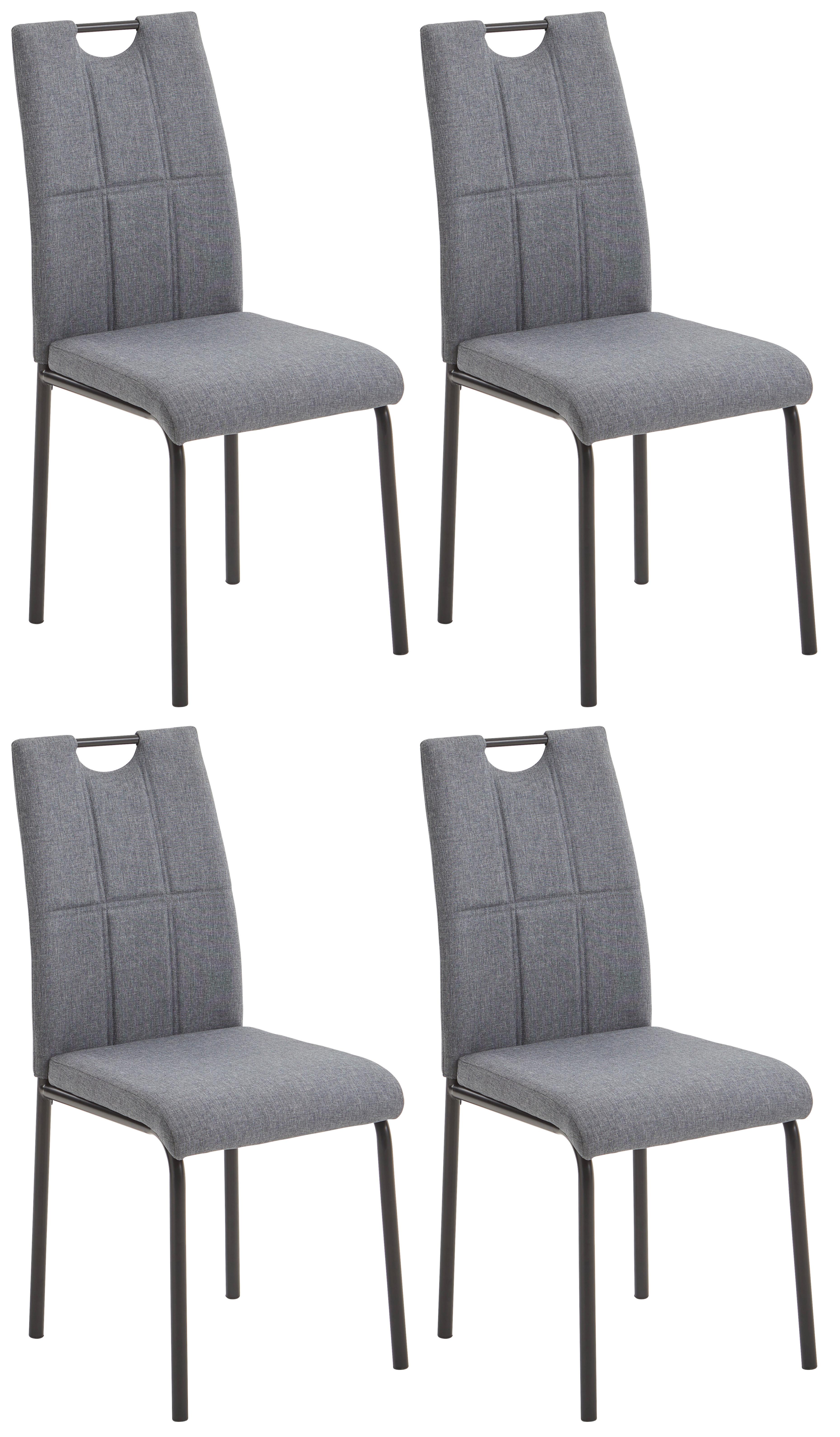 Stuhl-Set 4er Hermine Anthrazit/Schwarz - Anthrazit/Schwarz, KONVENTIONELL, Textil/Metall (41,5/96,5/52,5cm) - P & B