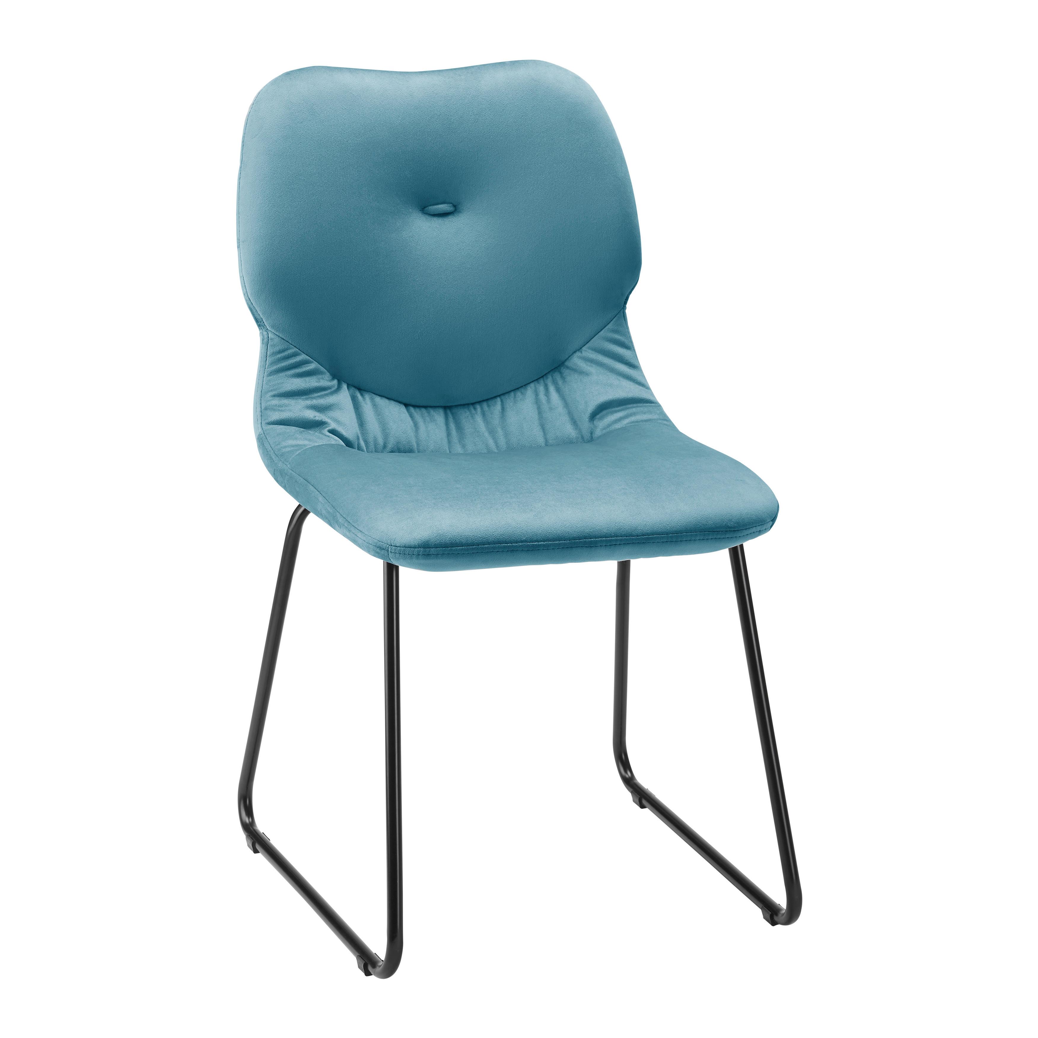 Židle ALICA - petrolej/černá, Moderní, kov/textil (57/83/46cm) - Bessagi Home