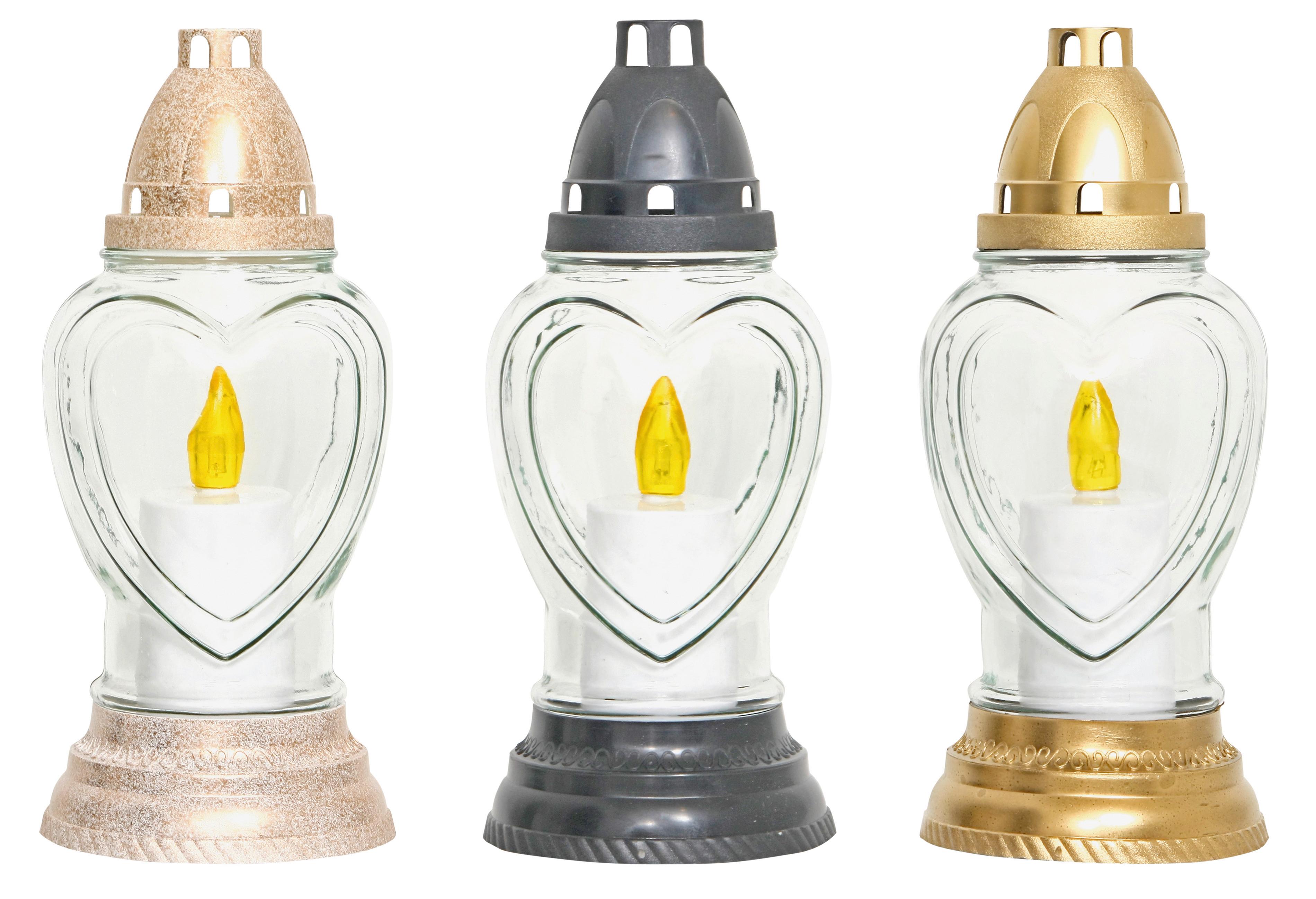 Grabkerze Glenda - Transparent/Multicolor, KONVENTIONELL, Glas/Kunststoff (11,2/25,4cm) - Ondega