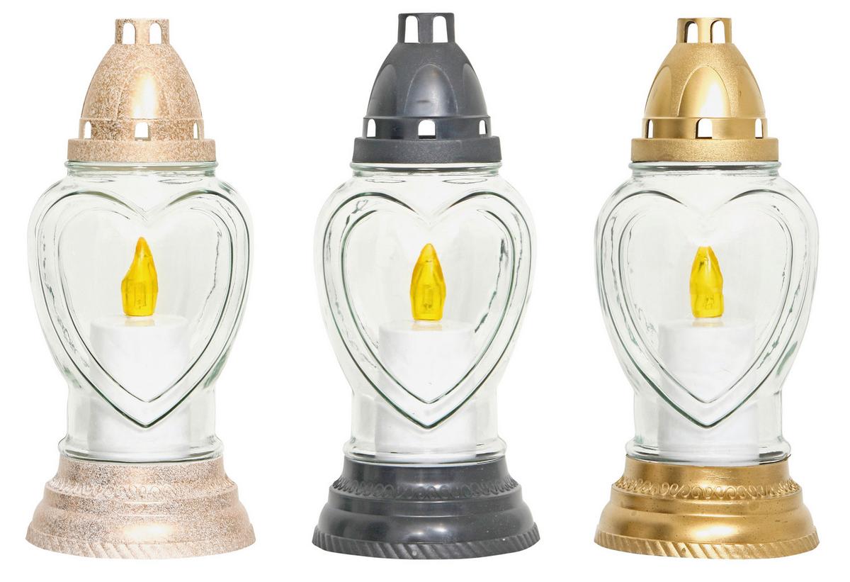 Kegyeleti Mécses Glenda - többszínű/áttetsző, Konventionell, műanyag/Üveg (11,2/25,4cm) - Ondega