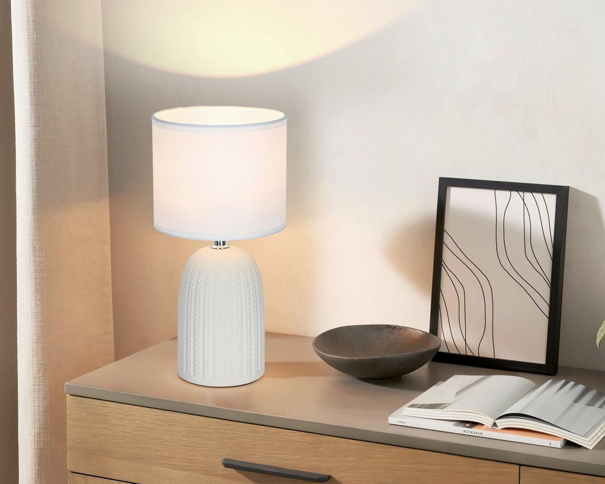 STOLNÍ LAMPA TIO - bílá/béžová, Konvenční, kov/textil (16/32cm) - Mömax