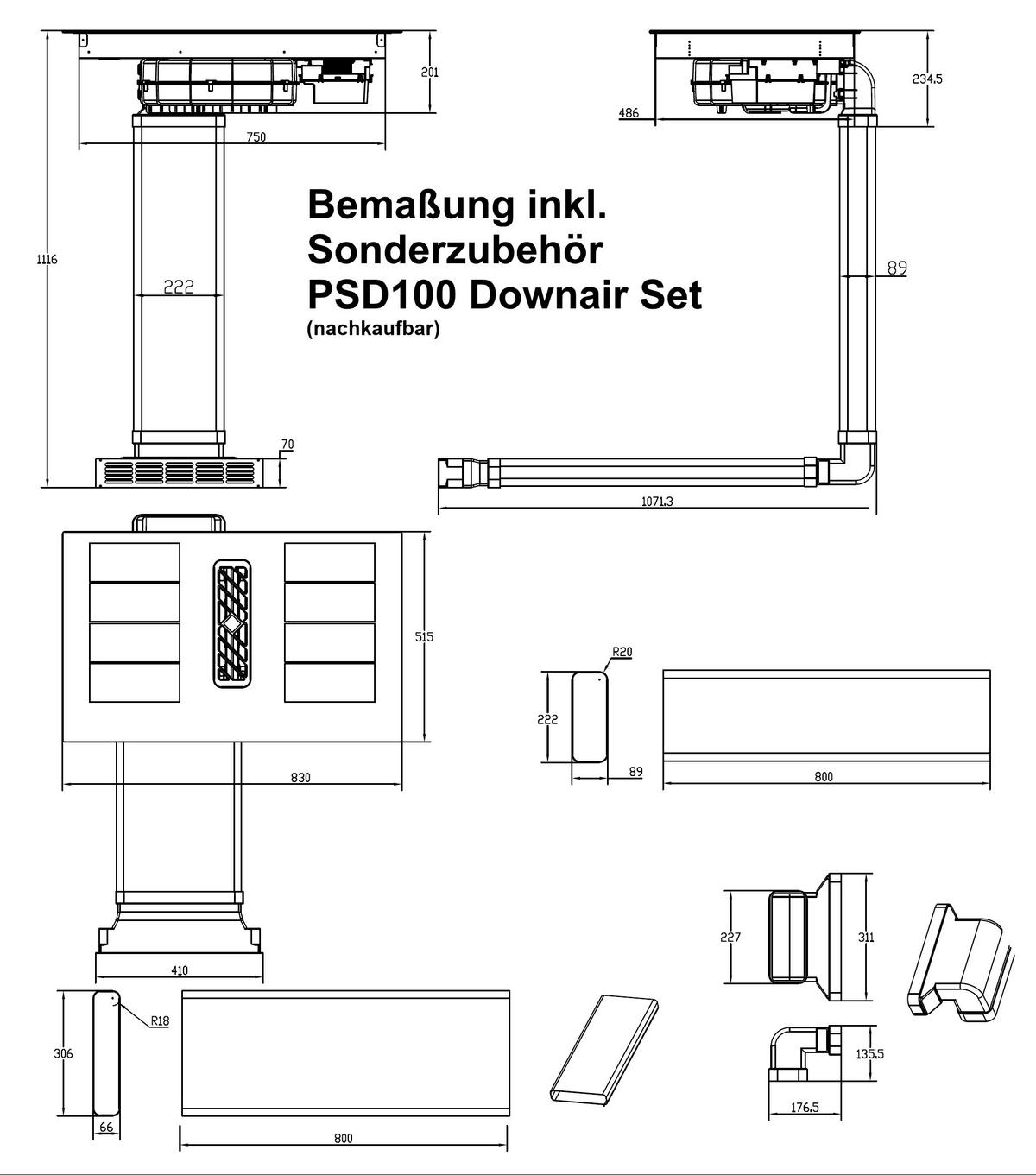 KOCHFELD-DUNSTABZUG-KOMBI DHKI 752 880 C - Schwarz, Basics, Glas (83/20/51cm) - Amica