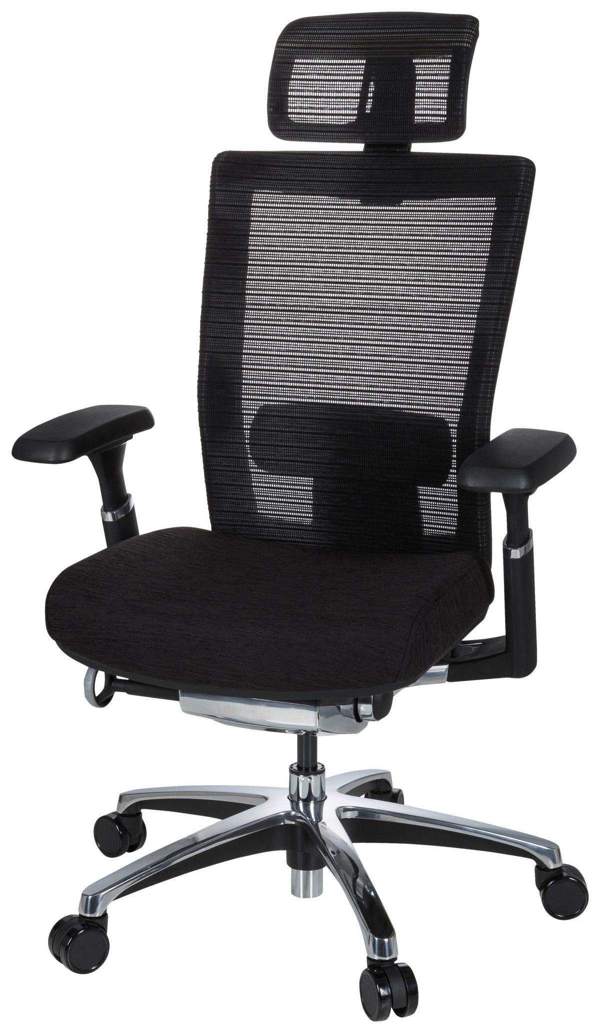 Drehstuhl Nova Pro I Schwarz - Silberfarben/Schwarz, MODERN, Kunststoff/Textil (65/133/60cm) - MID.YOU
