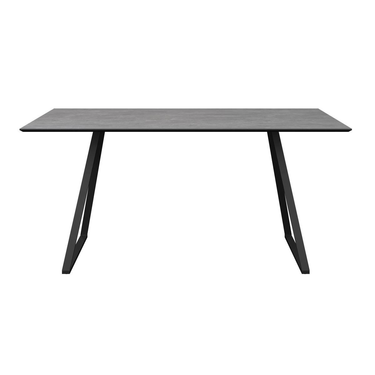 Tischgruppe Vols Giga 7-teilig Dekor grau/Webstoff grau - Schwarz/Grau, MODERN, Holzwerkstoff/Textil (160/75/90cm)