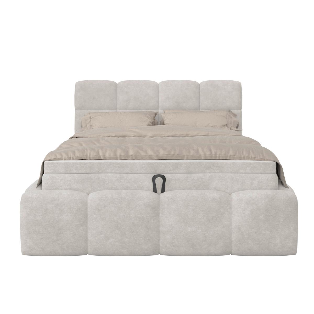 Polsterbett Noe Cremefarben 140x200 cm - Creme/Schwarz, Trend, Textil/Metall (140/200cm)