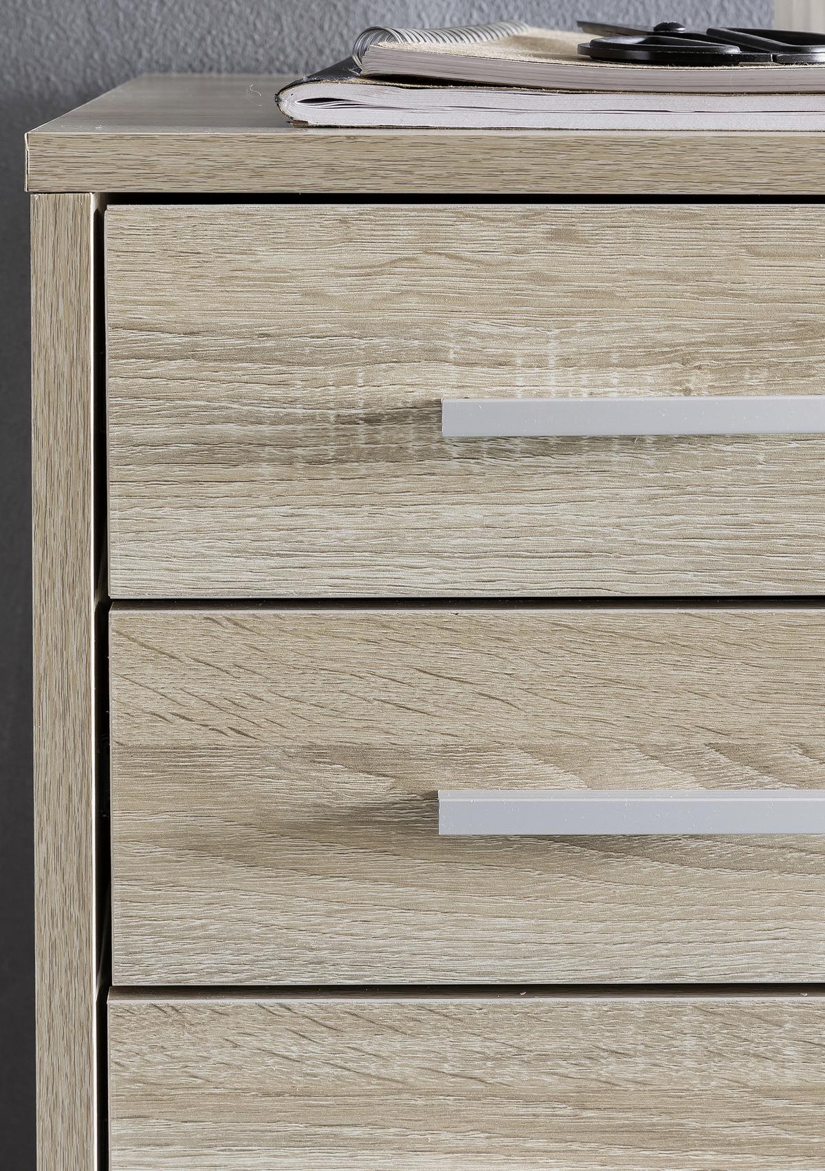 Rollcontainer Eiche Dekor Lisa 33x63x38 cm - Eichefarben, KONVENTIONELL, Holzwerkstoff/Kunststoff (33/63/38cm) - MID.YOU