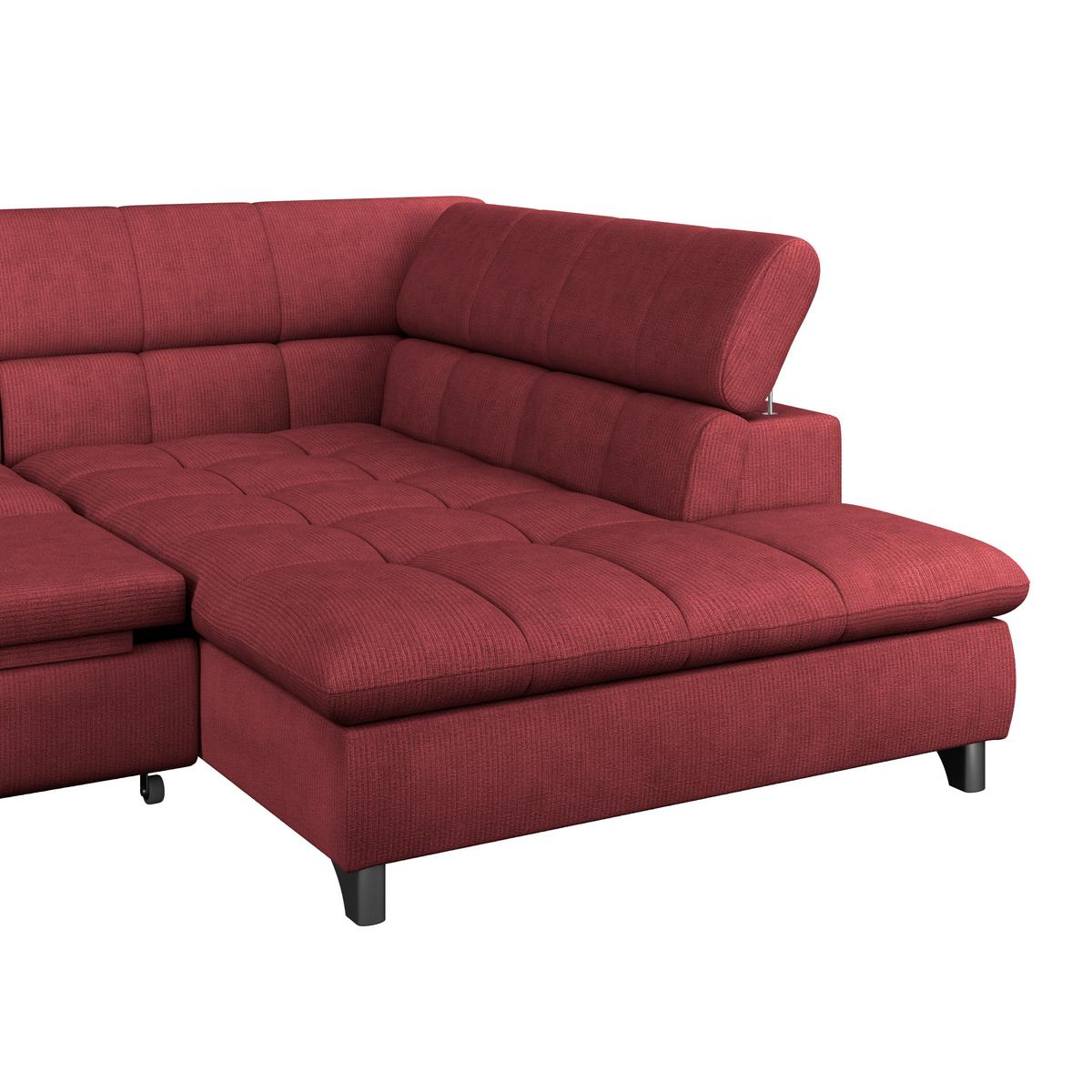 Ecksofa Mit Schlaffunktion Gemini Bordeaux 312x234 Cm - Chromfarben/Bordeaux, KONVENTIONELL, Textil (312/234cm)