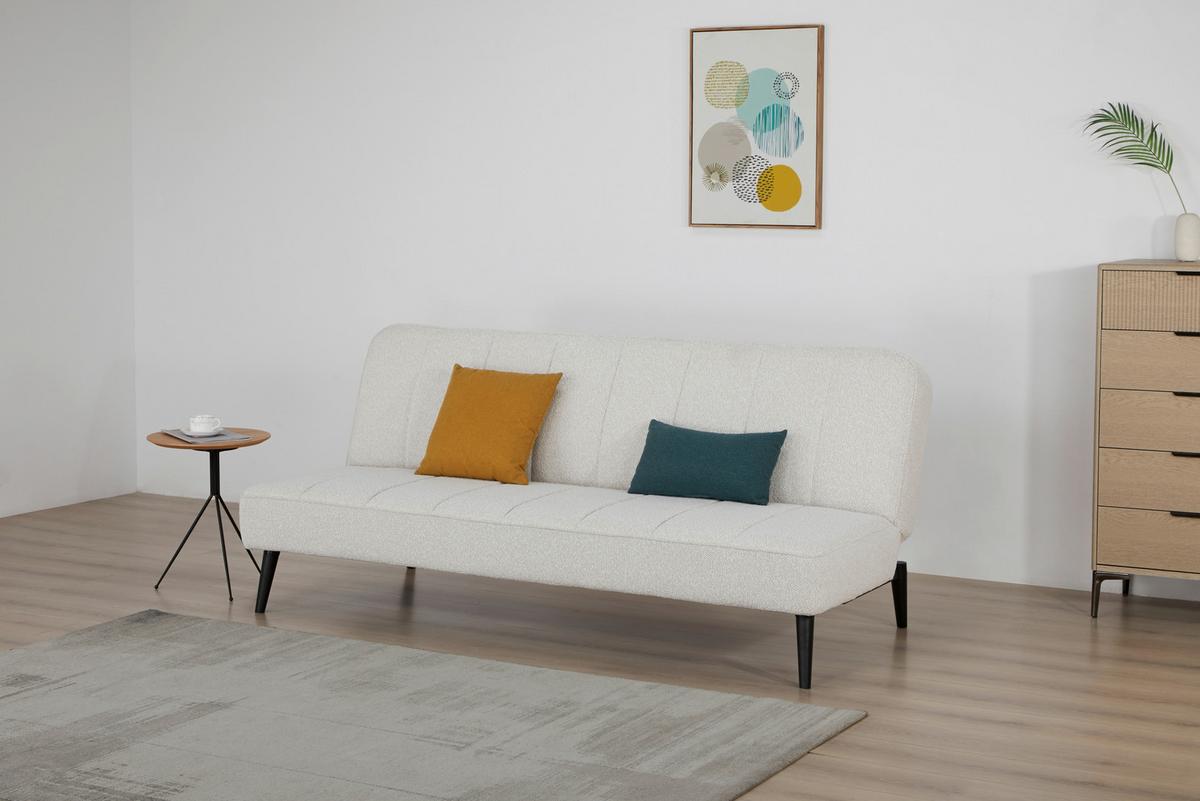 Schlafsofa Lino Beige B: 192 cm - Beige/Schwarz, Design, Holz/Textil (192/82/90cm) - Livetastic