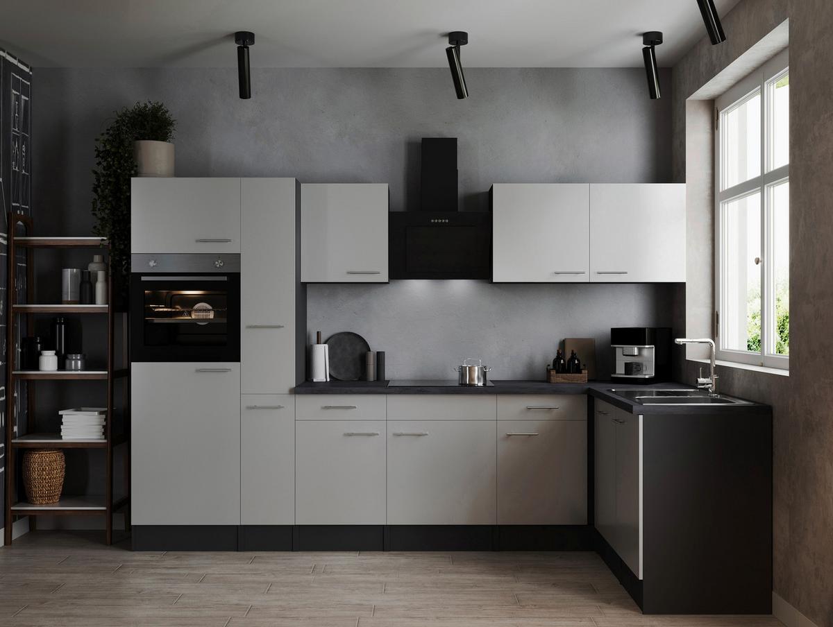 Eckküche Oliver Grau, Weiß S: 310x172cm - Weiß/Grau, Design, Holzwerkstoff (310/172cm) - Respekta