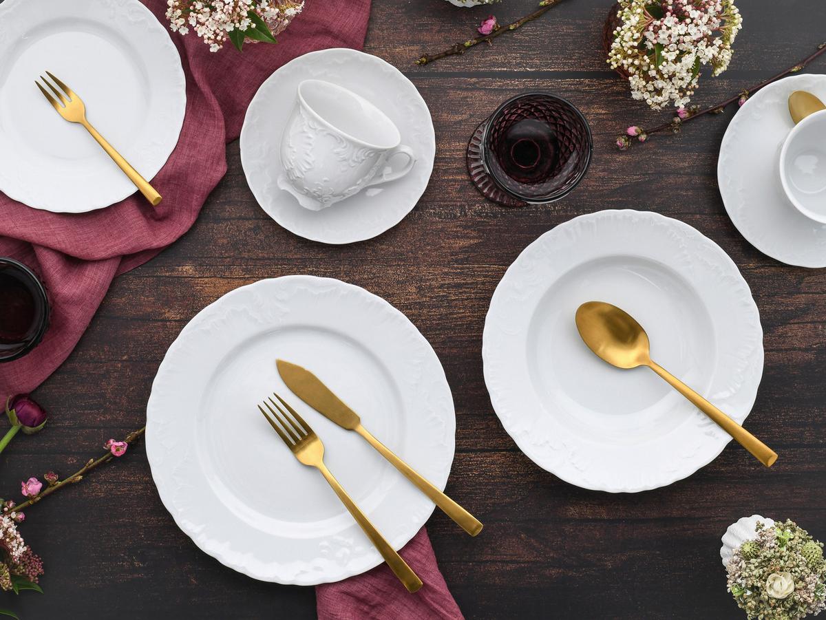 Kombiservice Rokoko Weiss Porzellan, 6 Pers., 30-teilig - Weiß, Basics, Keramik - Creatable