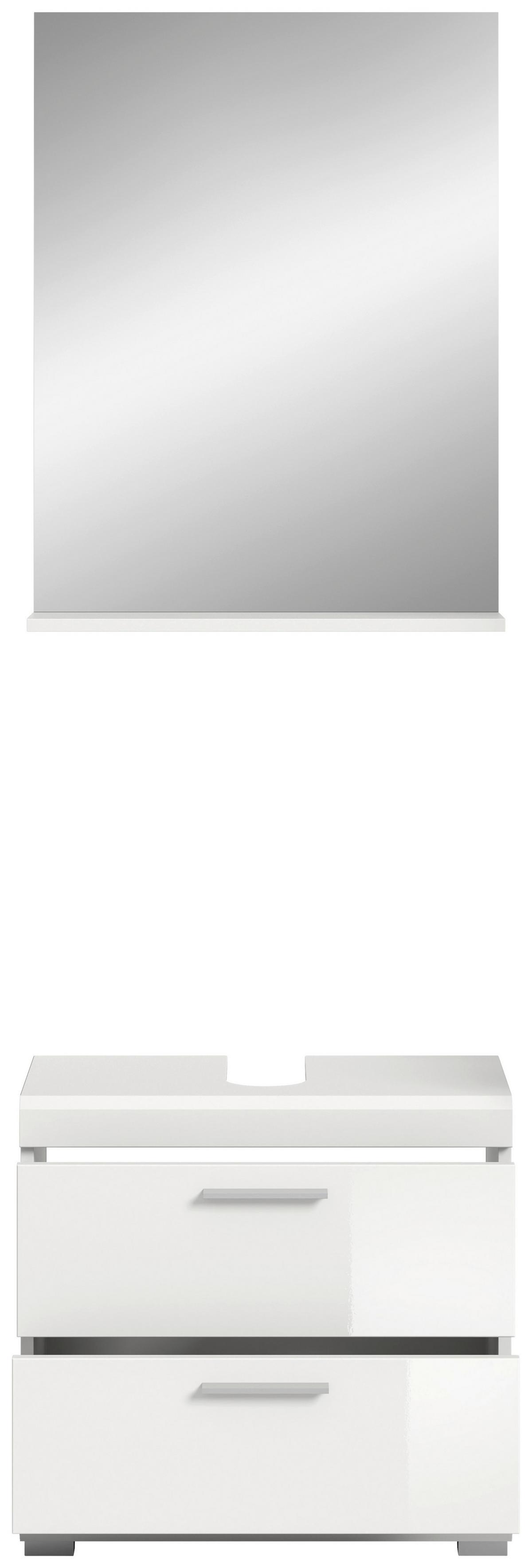 Badezimmer Scout Weiß B: 60 Cm - Weiß Hochglanz/Silberfarben, MODERN, Glas/Holzwerkstoff (60cm) - MID.YOU