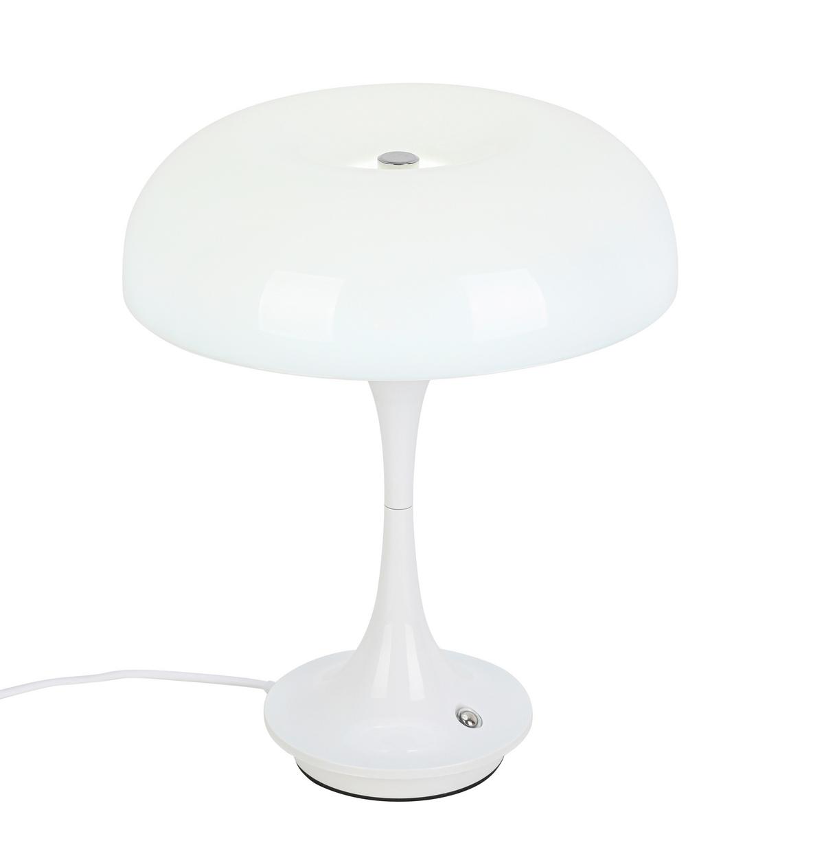 NABÍJATEĽNÁ STOLNÁ LAMPA RETRO - biela/chrómová, Modern, kov/plast (19,5/24cm) - Mömax