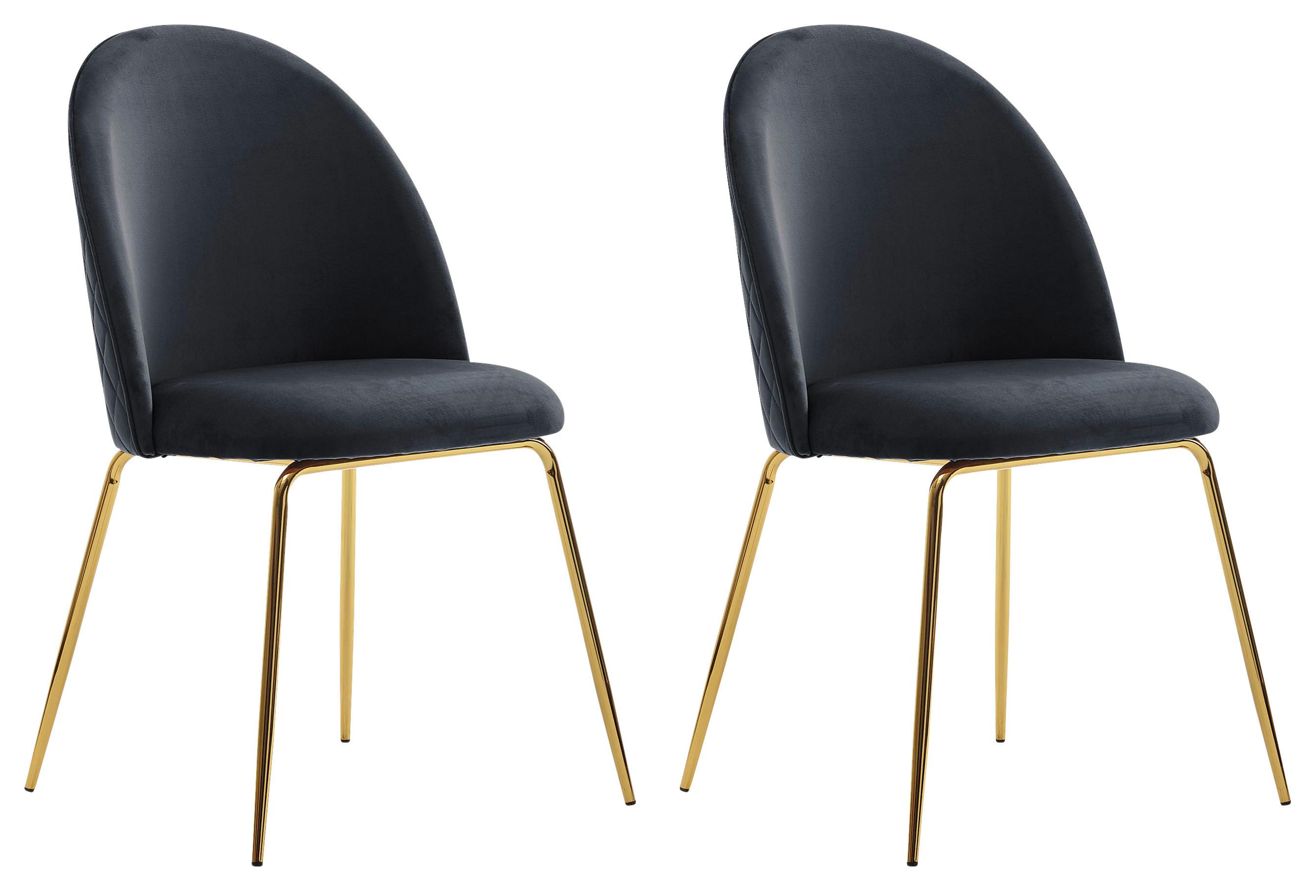 Stuhl Schwarz B: 53 Cm - Goldfarben/Schwarz, Design, Textil/Metall (53/86/50cm) - MID.YOU