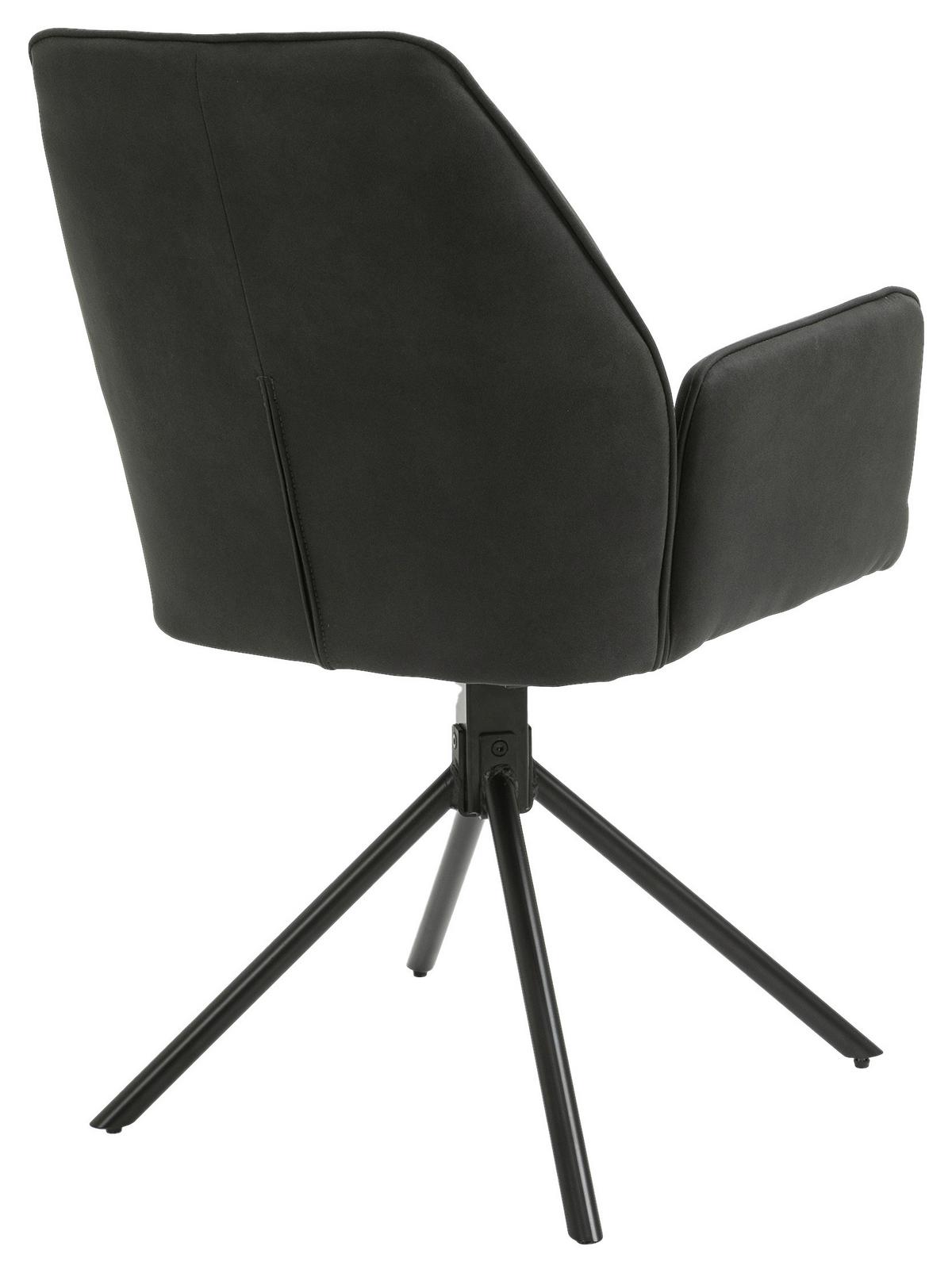 Armlehnstuhl Blair Anthrazit Gepolstert 2-Er Set - Anthrazit/Schwarz, KONVENTIONELL, Textil/Metall (57/89/61cm) - MID.YOU