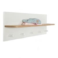 Wandboard Weiß/natur Mit 5 Haken - Weiß/Eiche Artisan, Basics, Holz/Holzwerkstoff (90/29/16,5cm) - Roba