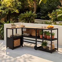 Venkovní zahradní kuchyně DELIA - šedá/černá, Moderní, kov/plast (239/90/120cm) - Bessagi Garden