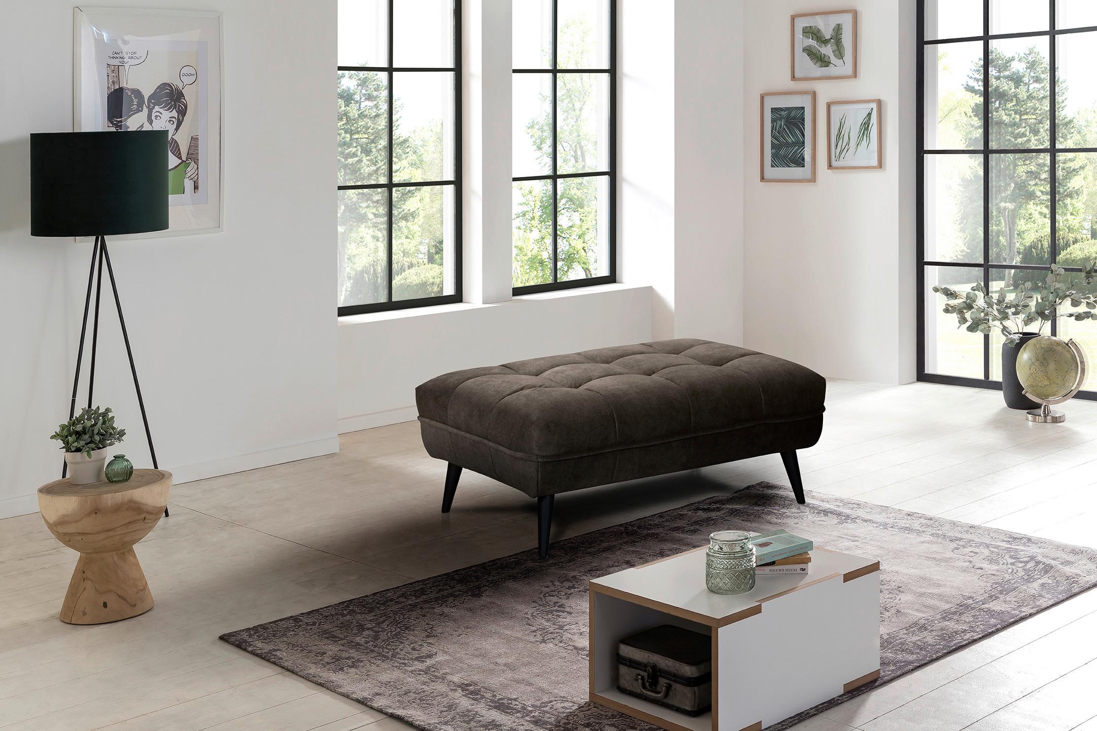 Veľká taburetka Ariana, tmavohnedá - tmavohnedá, Modern, textil (109/45/69cm)