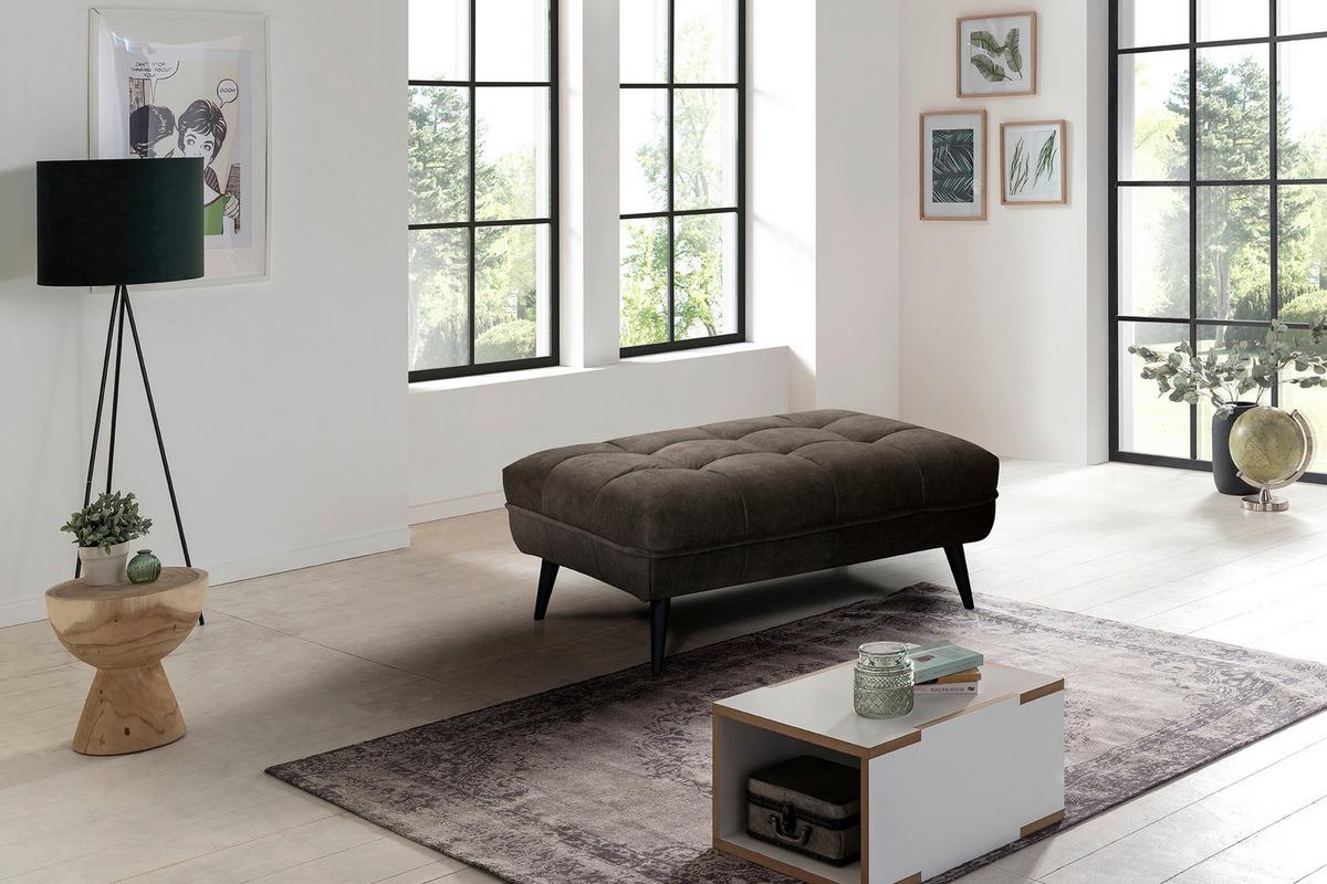Veľká taburetka Ariana, tmavohnedá - tmavohnedá, Modern, textil (109/45/69cm)