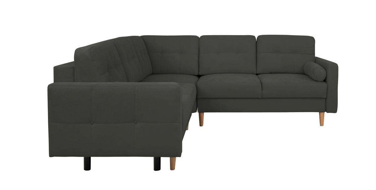 Ecksofa Noret, Schwarz S: 242x242 Cm - Buchefarben/Schwarz, Design, Textil (242/242cm) - MID.YOU