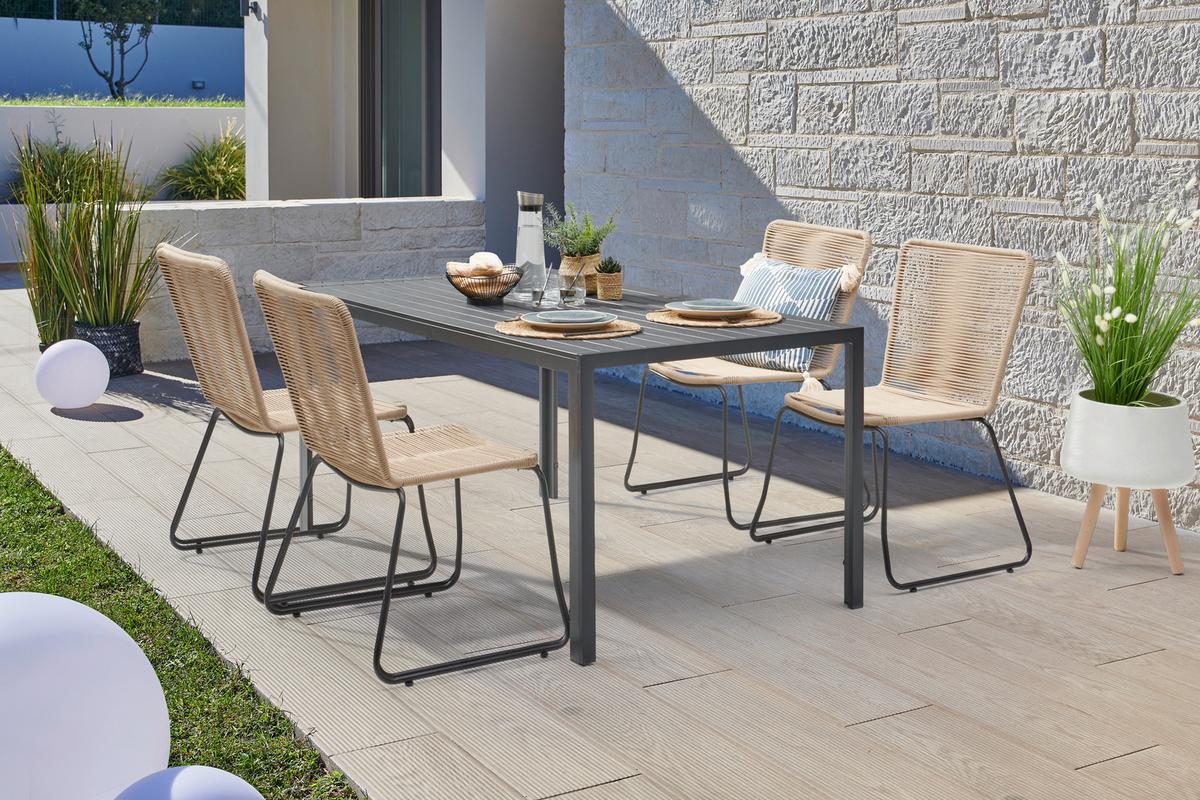 Gartenstuhl Trendy Aus Metall und Kunststoff - Beige/Schwarz, MODERN, Kunststoff/Metall (58/88/62cm) - Beldano