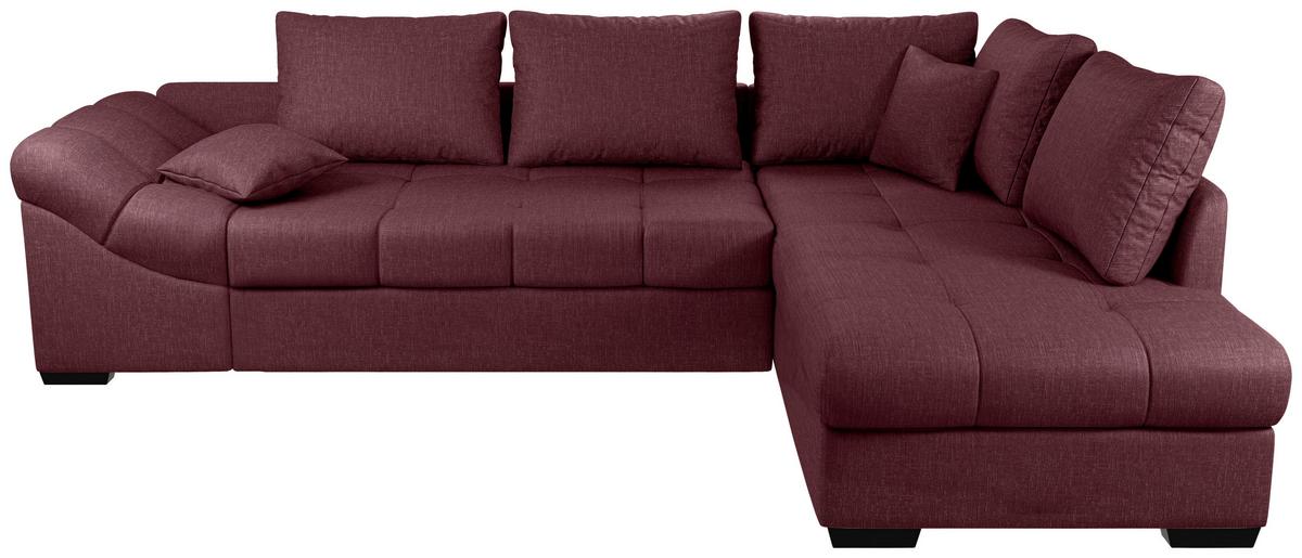 Eckschlafsofa Alvito Bordeaux S: 298x202 Cm - Bordeaux/Schwarz, MODERN, Textil (298/202cm) - MID.YOU