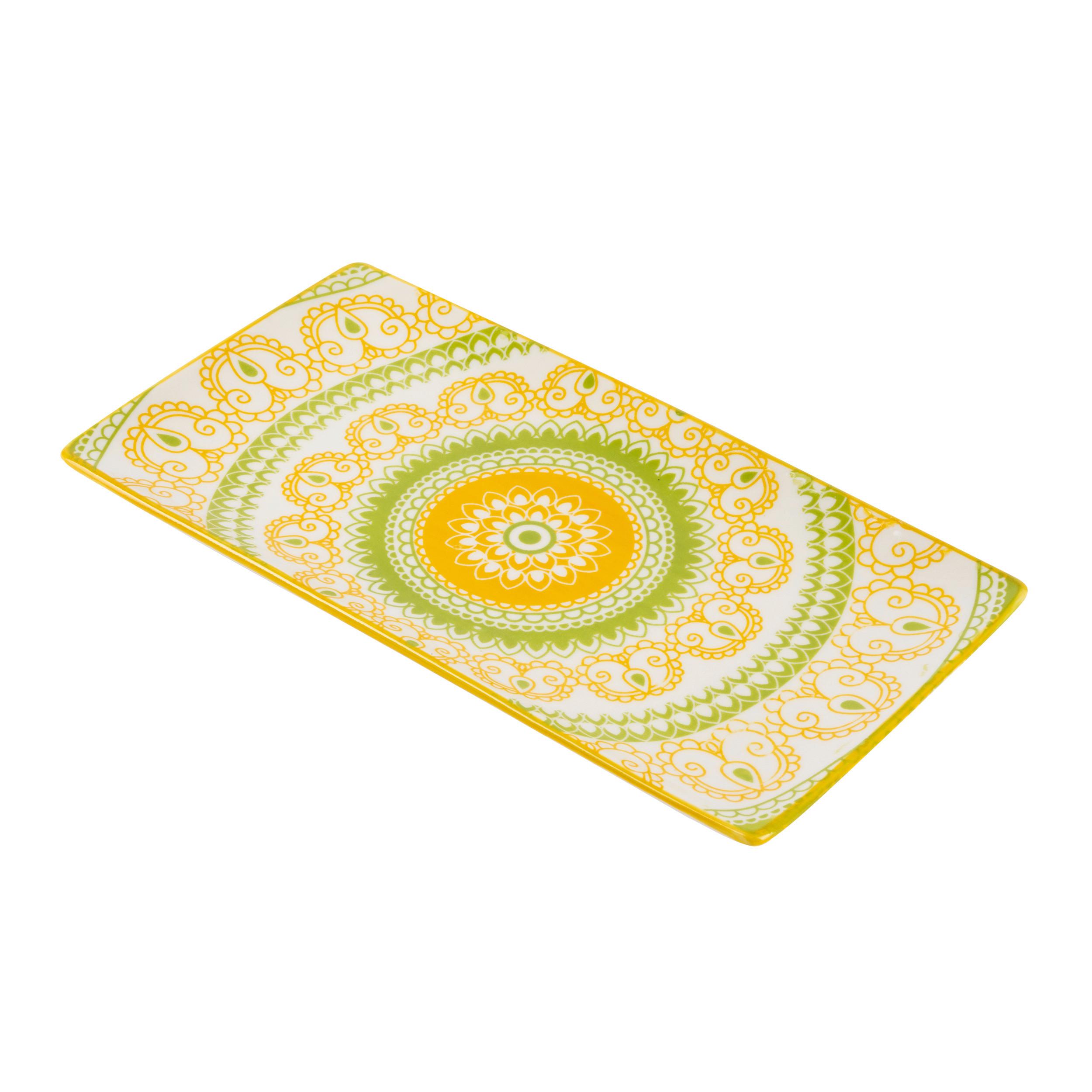Servírovací podnos Maja, 20/11cm - zelená/žlutá, Lifestyle, keramika (20/11/1,5cm) - Mömax