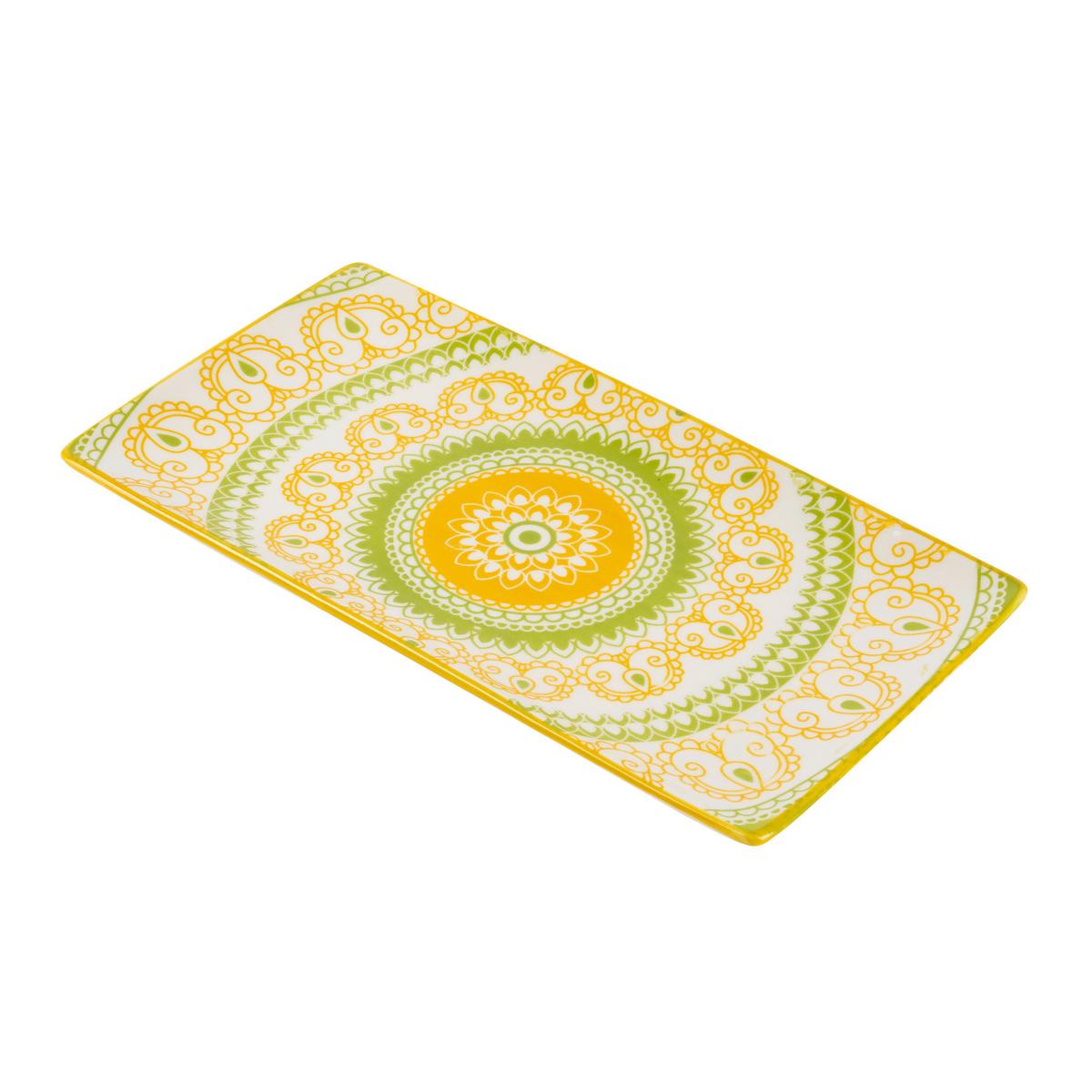 Servírovací podnos Maja, 20/11cm - zelená/žlutá, Lifestyle, keramika (20/11/1,5cm) - Mömax