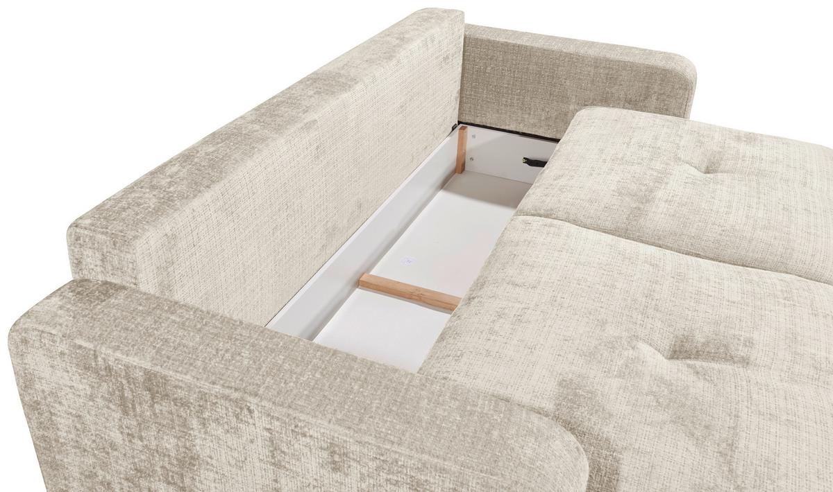 Schlafsofa Bullet Beige B: 235 Cm - Beige/Schwarz, KONVENTIONELL, Textil (235/88/120cm) - MID.YOU