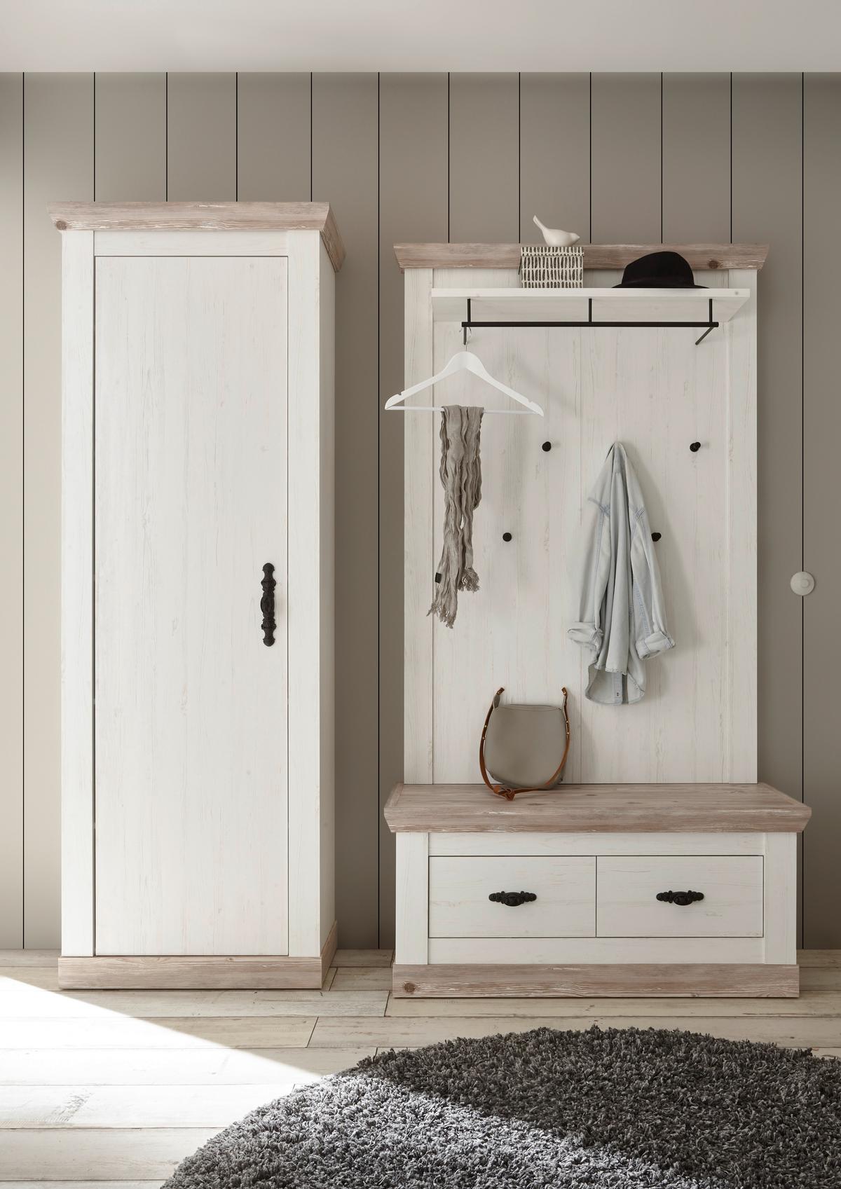 Garderobe Florenz Pinienfarb./Hellbraun B: 190cm - Hellbraun/Pinienfarben, Design, Holzwerkstoff (190/201/45cm) - MID.YOU