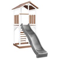 Spielturm A025.120.81 - Braun/Weiß, KONVENTIONELL, Holz/Kunststoff (111,2/241,9/349cm) - Ambia Garden