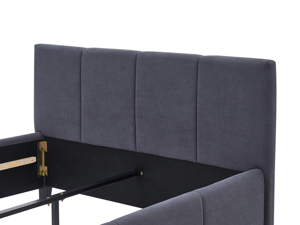 Čalúnená posteľ CRAZY 140x200 cm, tmavosivá - čierna/prírodná farba, Modern, kov/drevo (140/200cm) - Based