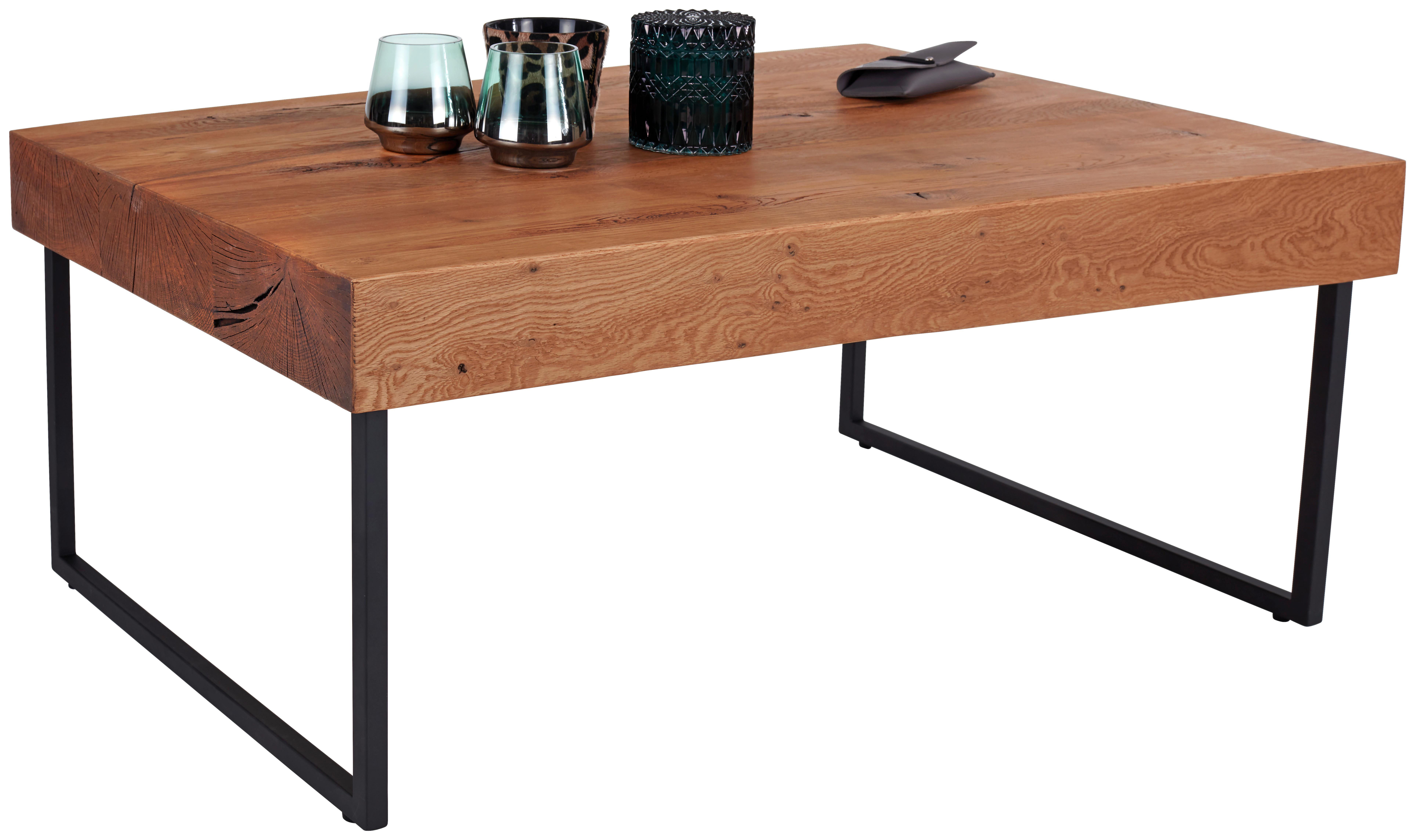 Konferenčný stolík OLIVER 110x65cm - čierna/farba duba, Modern, kov/kompozitné drevo (110/42/65cm)