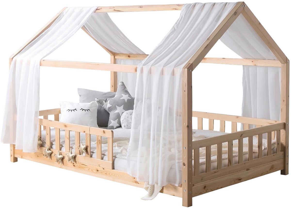Hausbett Kim Naturfarben/Weiß 100x200cm - Naturfarben/Weiß, MODERN, Holz/Textil (100/200cm) - Livetastic