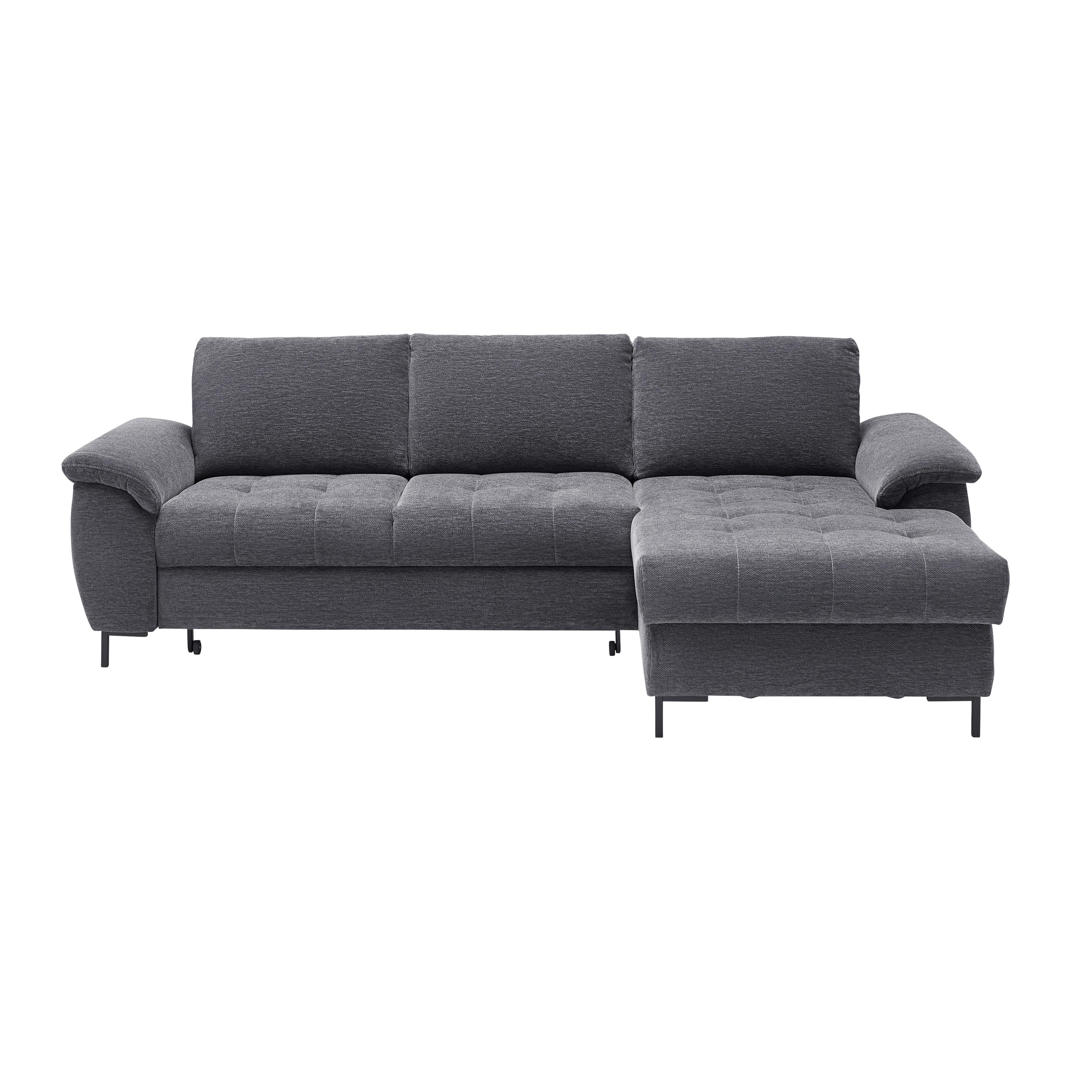 Rohová sedačka FOCUS L, pravá, šedá žinylka - šedá/černá, Konvenční, kov/dřevo (256/167cm) - Based
