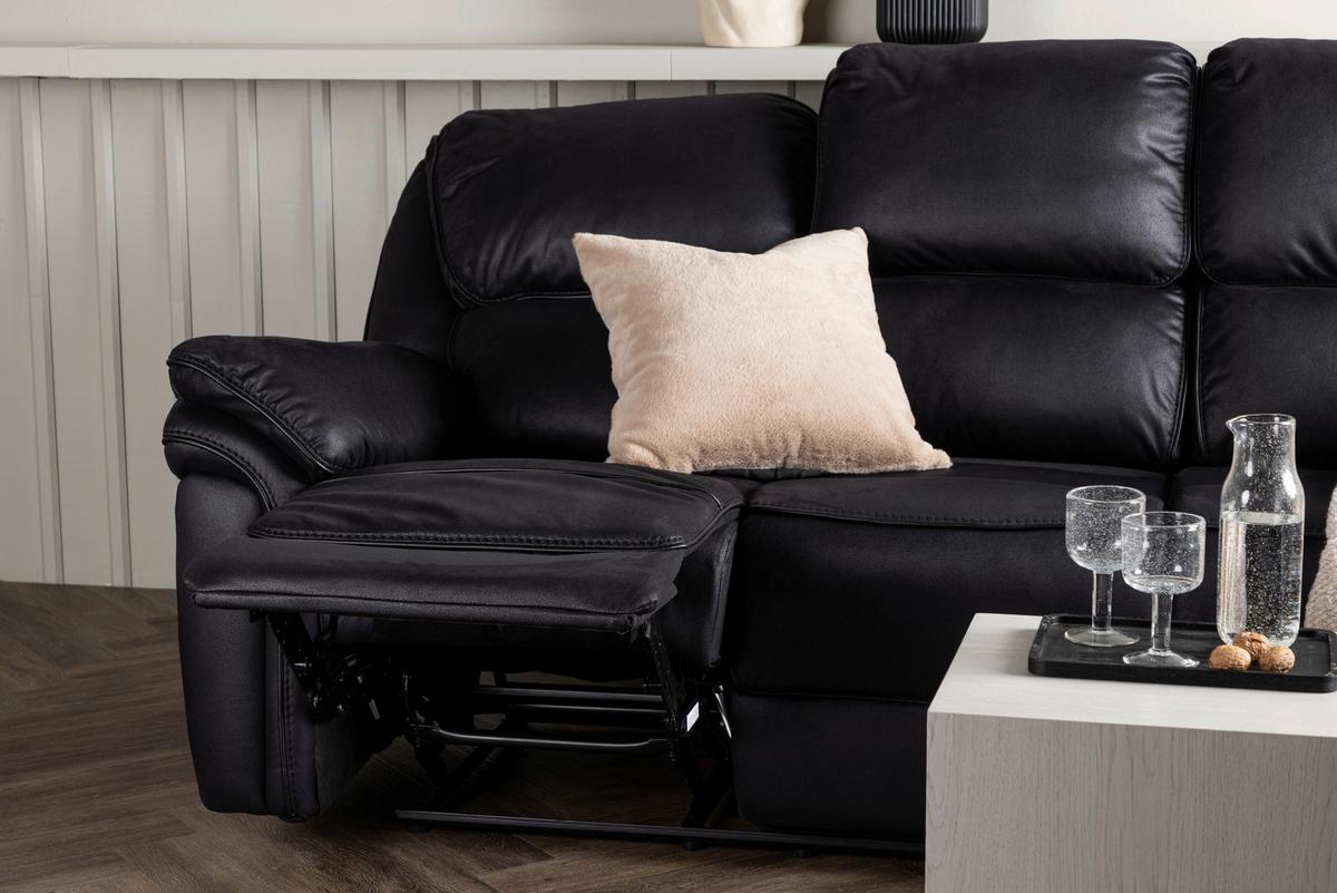 3-Sitzer-Sofa Saranda - Schwarz, Design, Kunststoff/Textil (228/103/99cm) - Livetastic