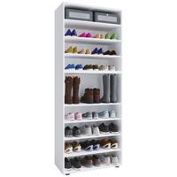 Schuhregal Lona XXL 9 Ablagen Weiß H: 183 cm - Schwarz/Weiß, KONVENTIONELL, Holzwerkstoff (70/183/37cm) - MID.YOU