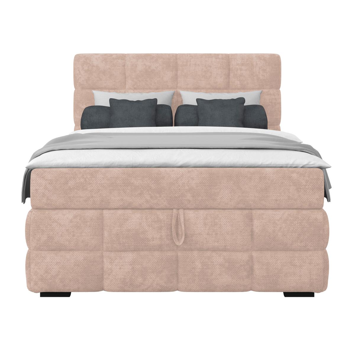 Čalúnená posteľ VEGA 140x200 cm, béžová - čierna/zelená, Trend, drevo/textil (140/200cm)