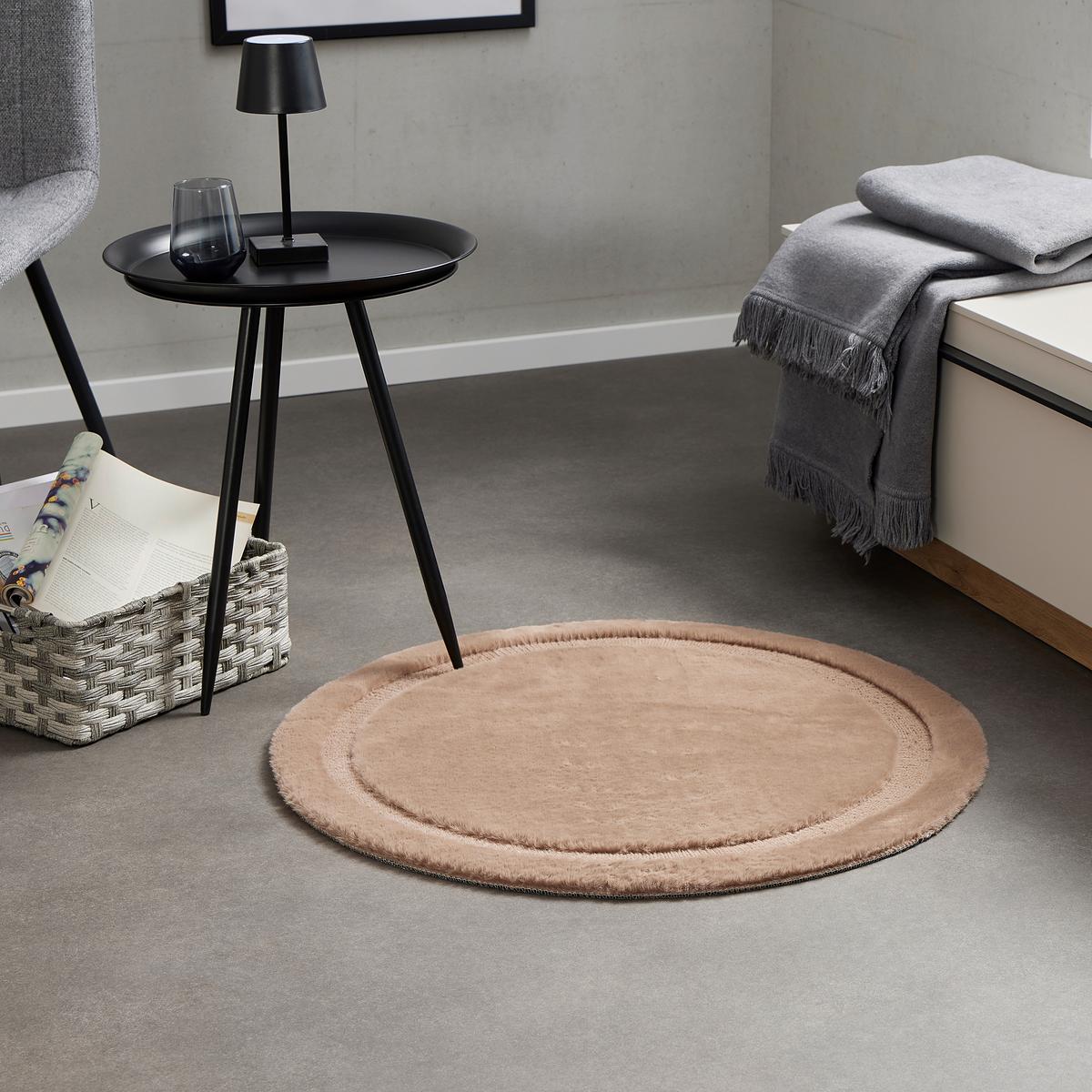 Szőrme Szőnyeg Oliver  Átmérő Kb. 80cm - cappuccino/mokka, Modern, textil (80cm) - Luca Bessoni